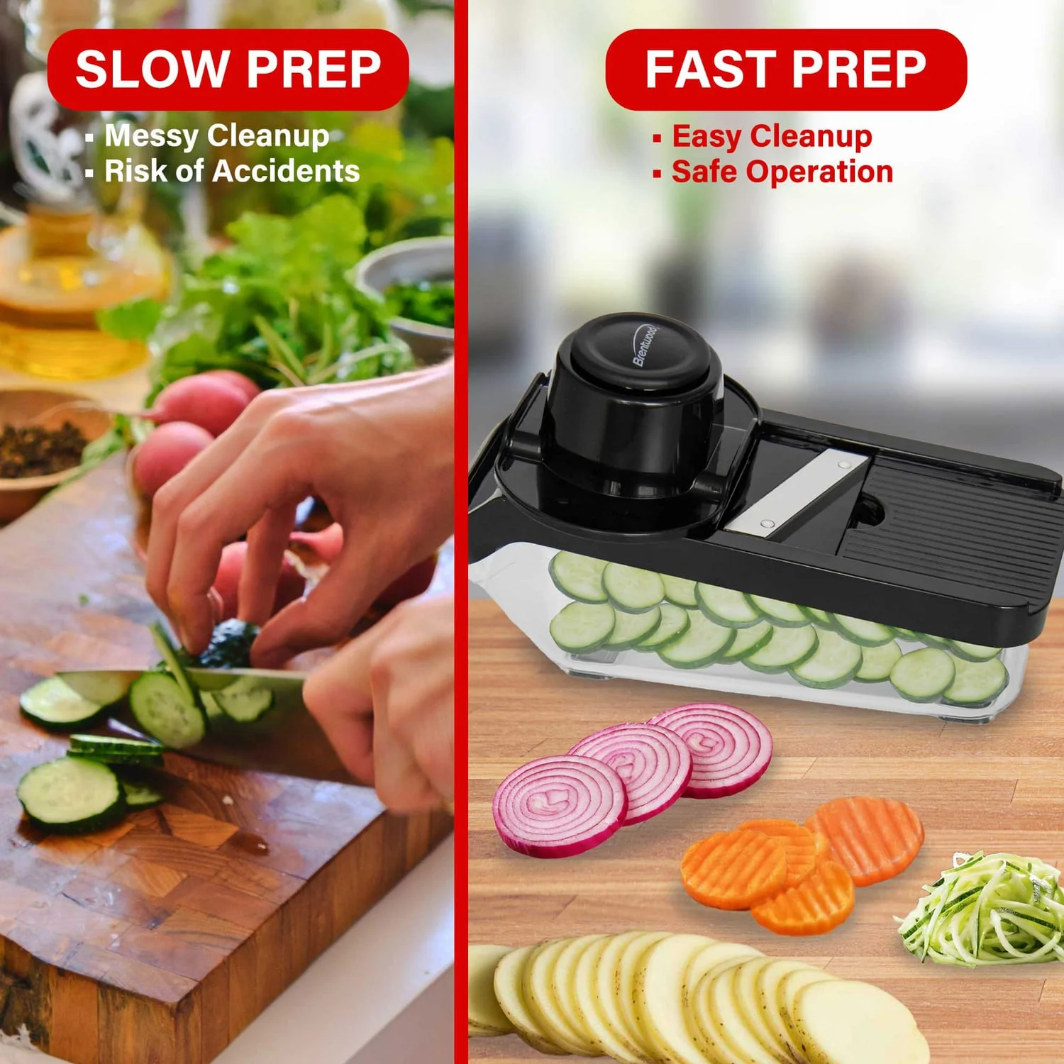 Brentwood Mandoline Slicer and Cheese Grater with 3.6-Cup Storage Container and 6 Interchangeable Stainless Steel Blades, Black - Image 5