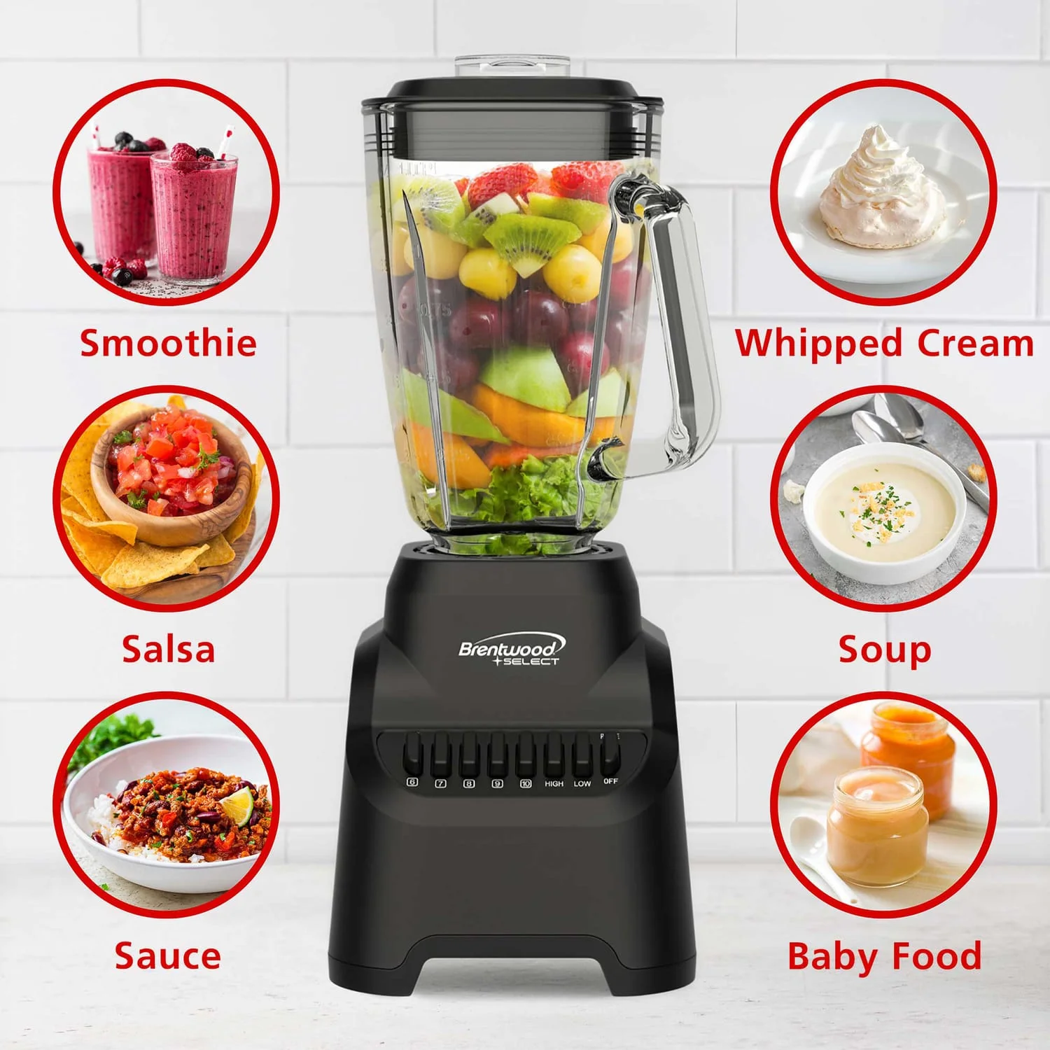 Brentwood Select 5.3-Cup 500-Watt 10-Speed Countertop Blender with Pulse Button - Image 3