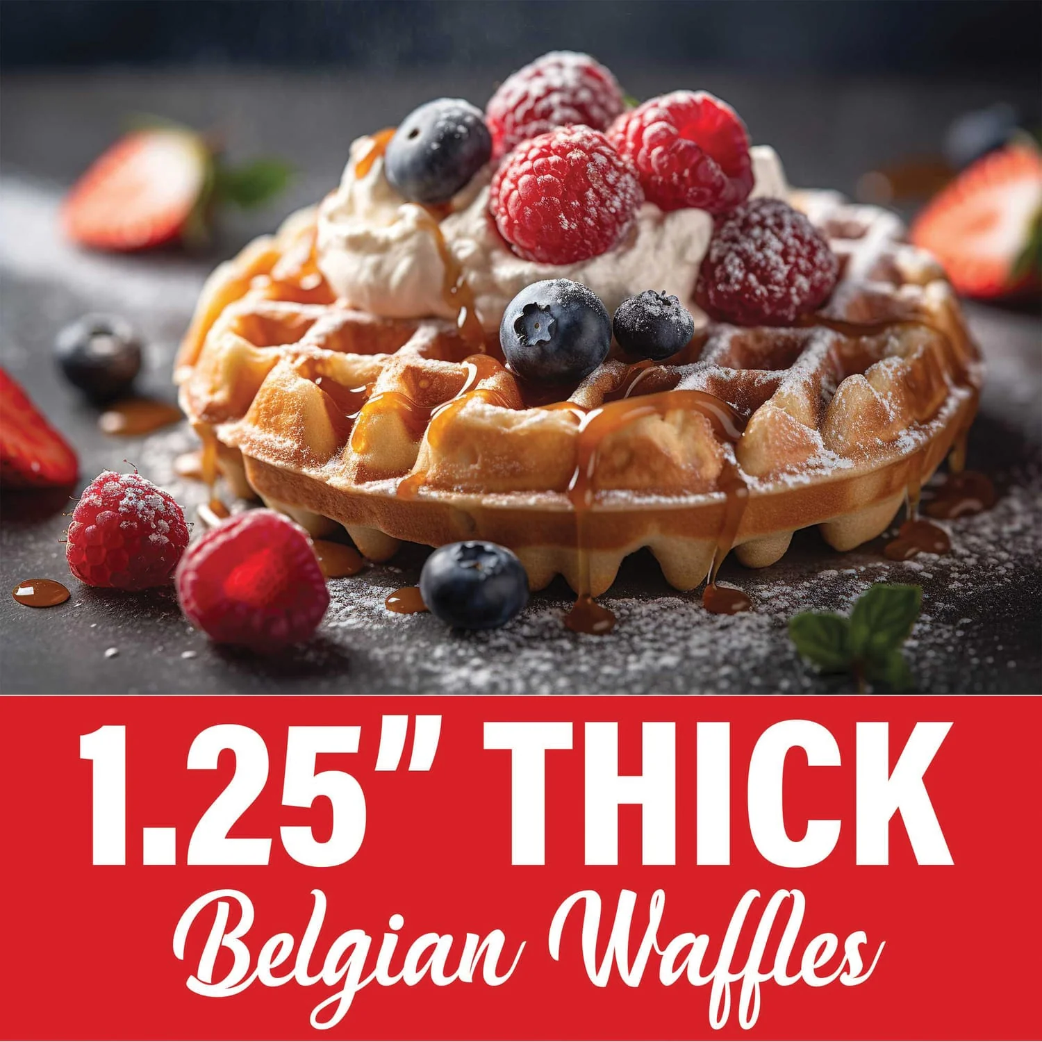 Brentwood TS-231S Electric Belgian Waffle Maker, Silver - Image 3