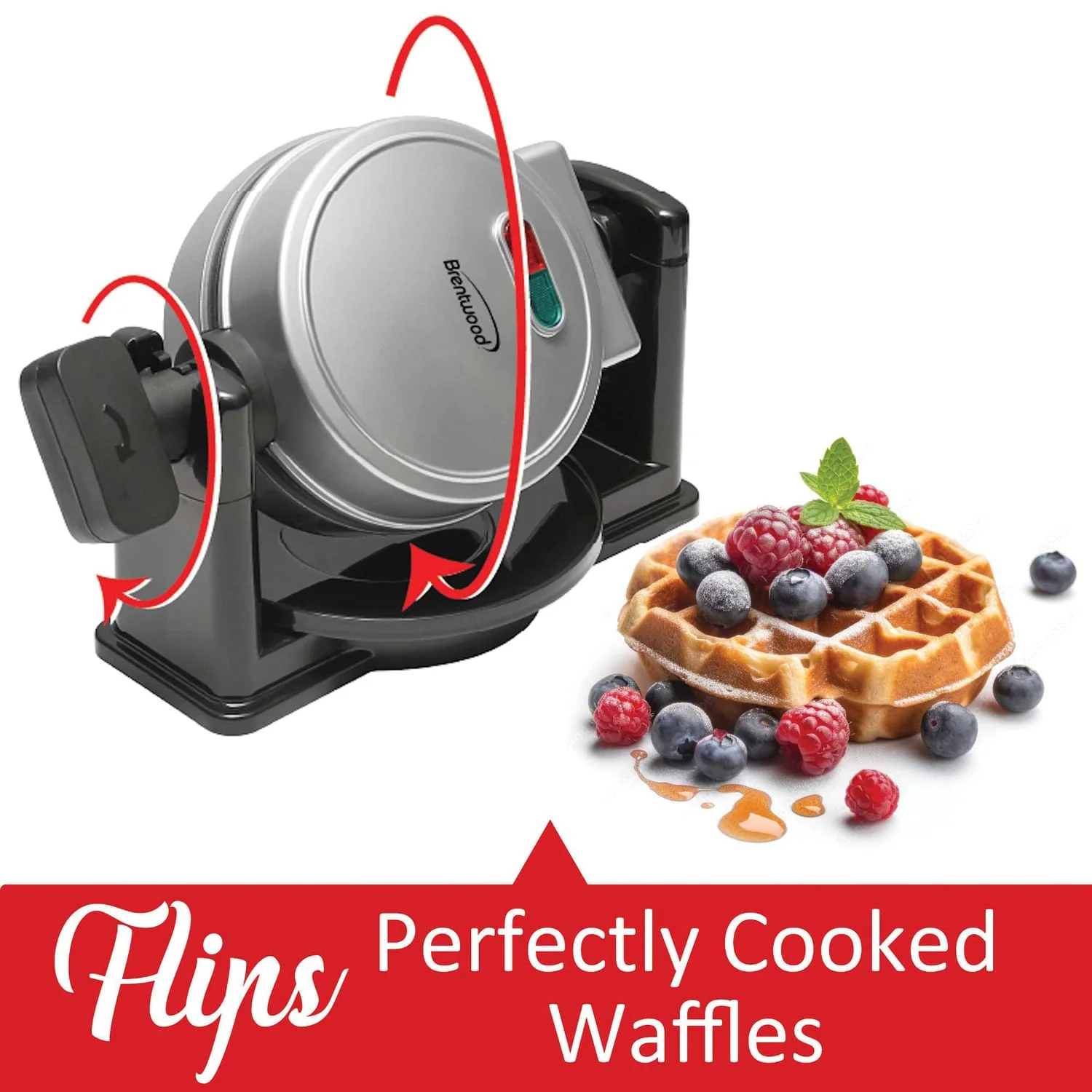 Brentwood TS-231S Electric Belgian Waffle Maker, Silver - Image 5