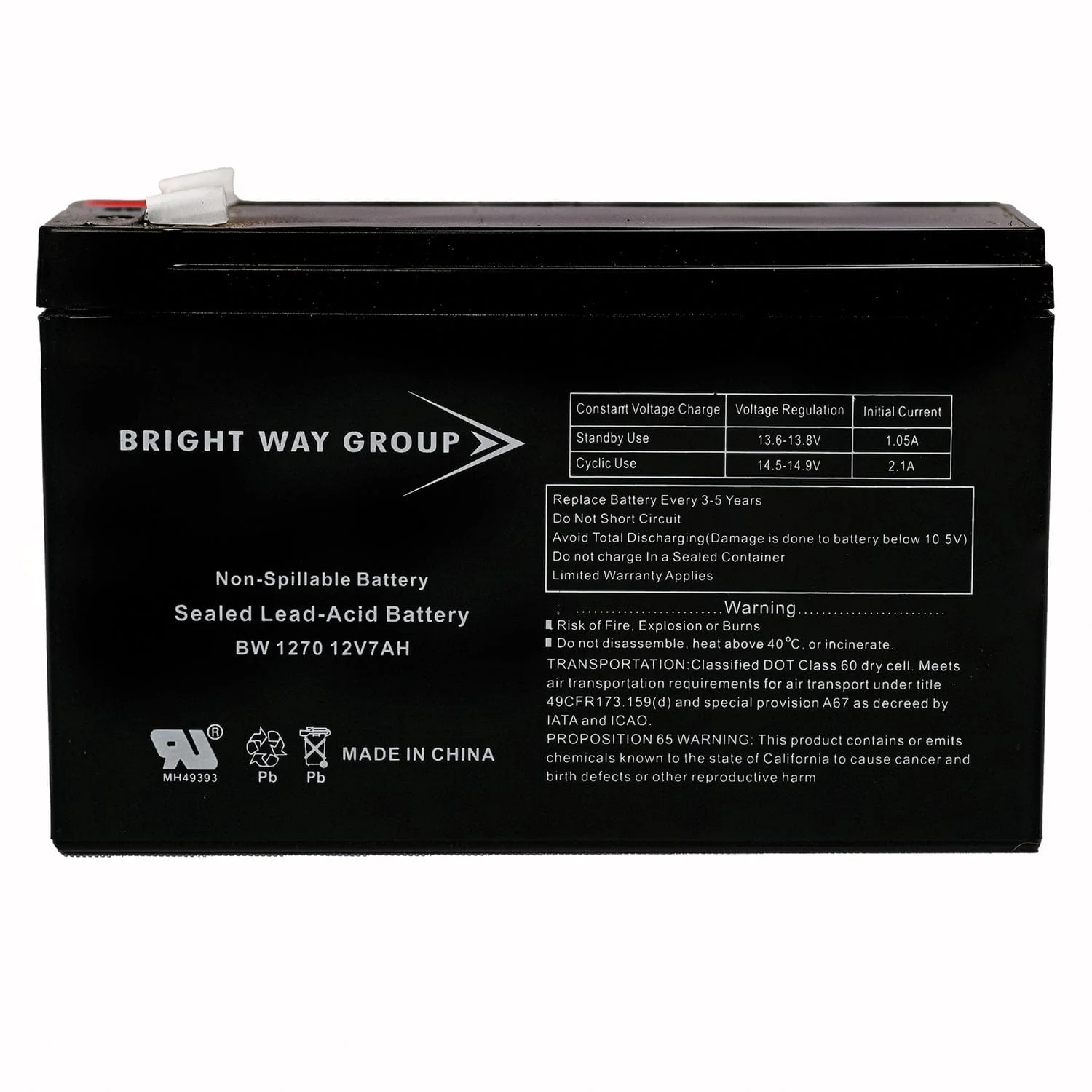 12V 7Ah Sealed Lead Acid Replacement Battery — Bright Way Group BWG 1270 F1 - Image 5