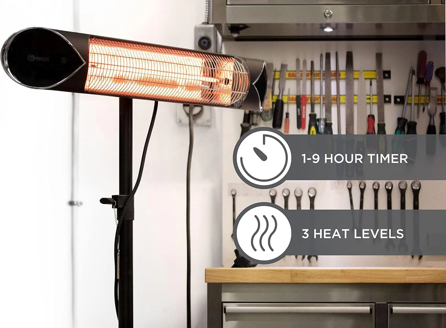 Briza Infrared Electric Heater, Indoor and Outdoor, 1500Watt, Black - Refurbished - Image 4
