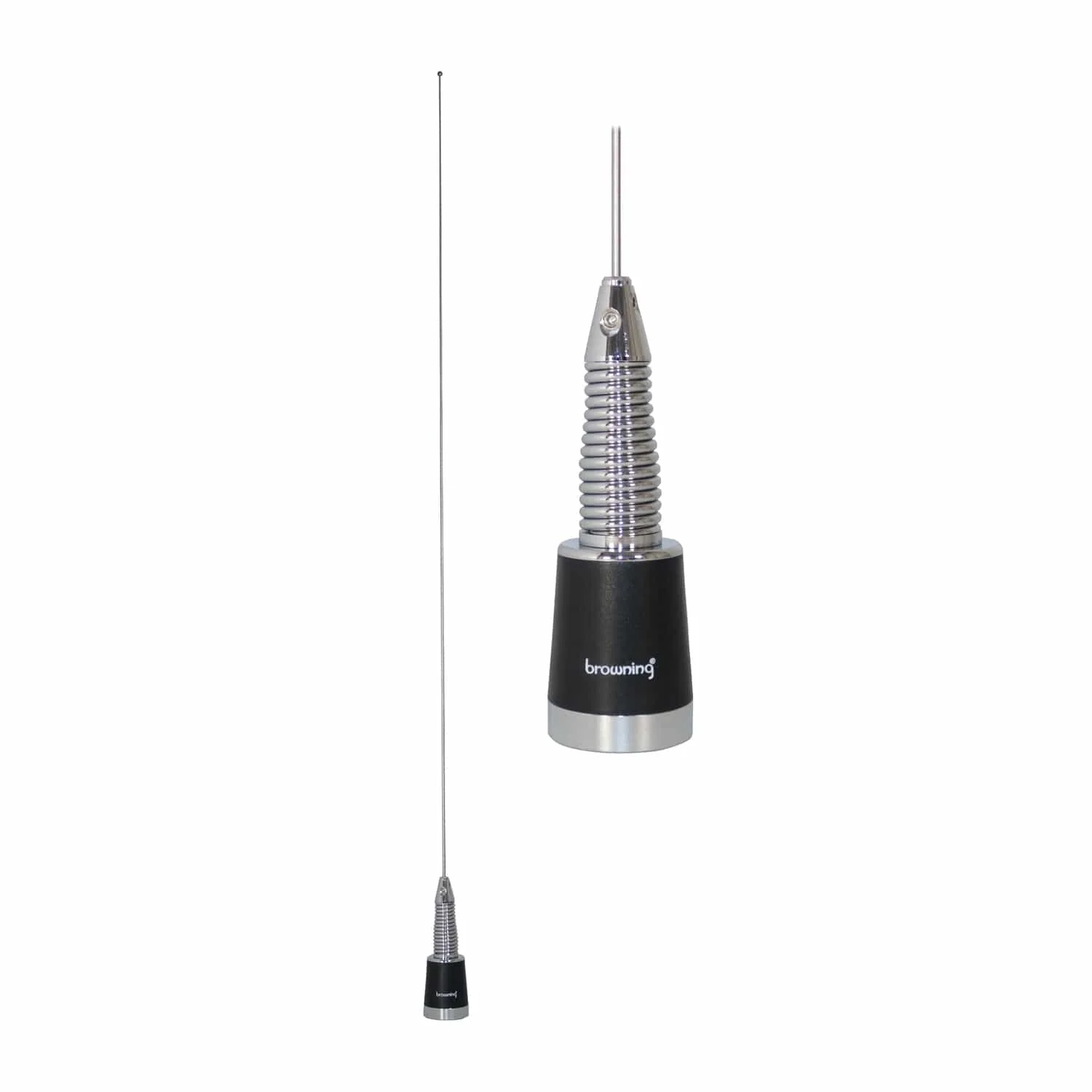 Browning 200-Watt Pretuned Wide-Band 144 MHz to 174 MHz 2.4-dBd-Gain VHF Silver Antenna with Spring and NMO Mounting, BR-158-S