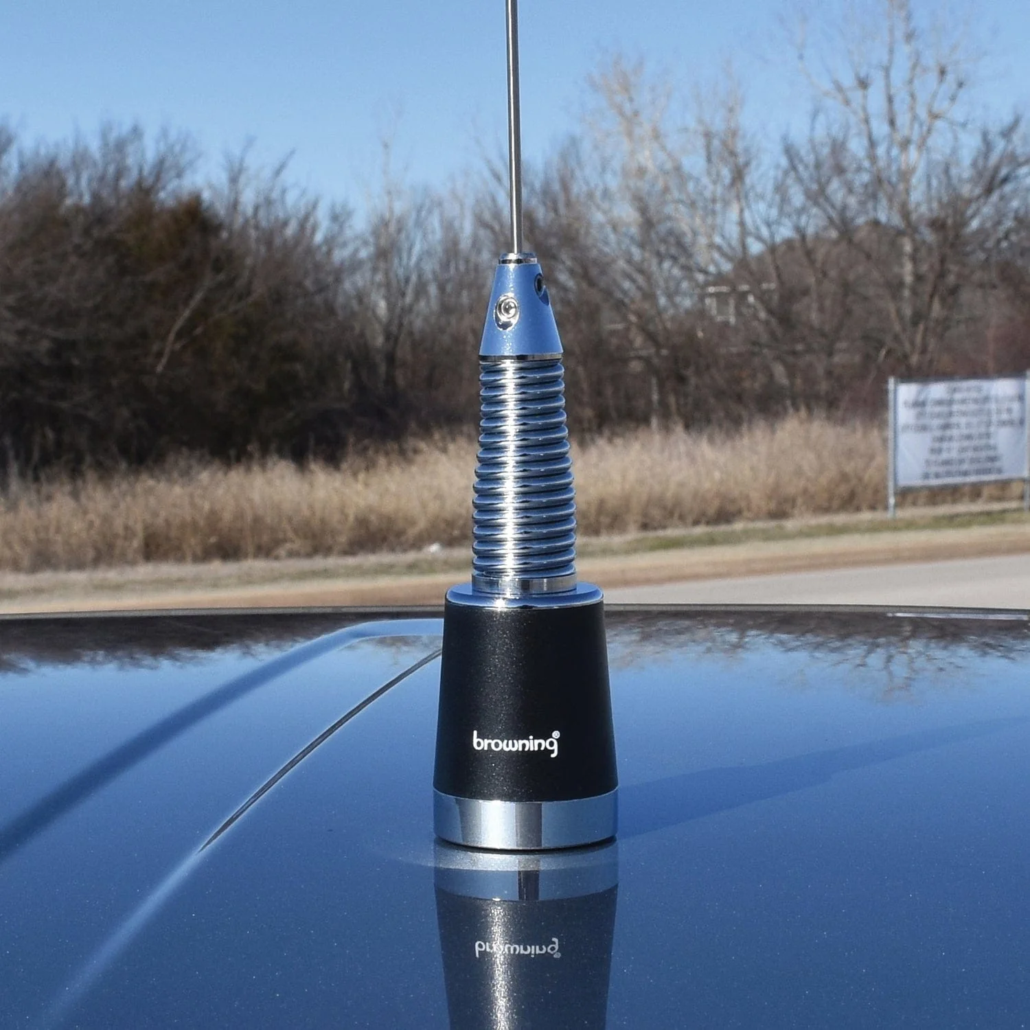 Browning 200-Watt Pretuned Wide-Band 144 MHz to 174 MHz 2.4-dBd-Gain VHF Silver Antenna with Spring and NMO Mounting, BR-158-S - Image 2