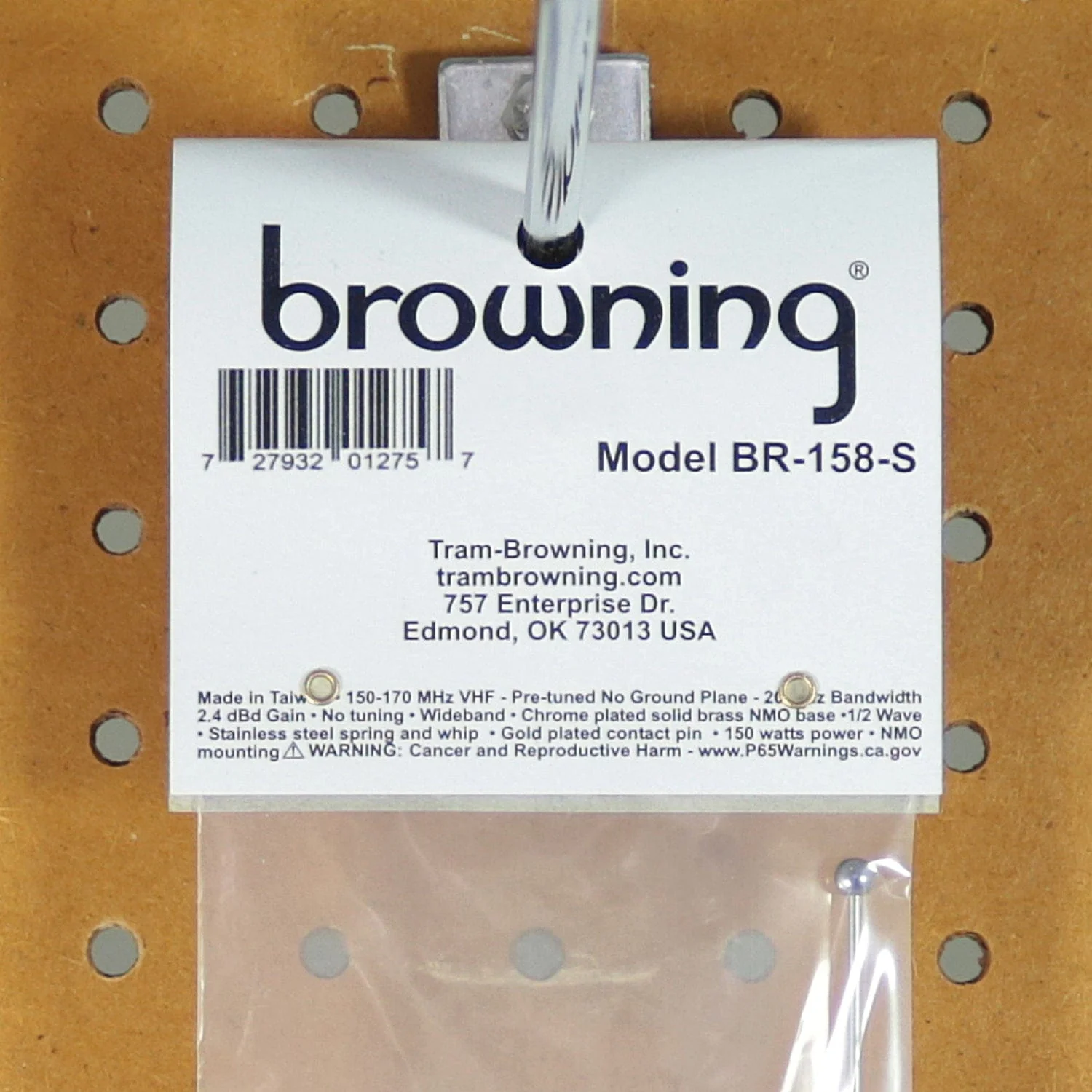 Browning 200-Watt Pretuned Wide-Band 144 MHz to 174 MHz 2.4-dBd-Gain VHF Silver Antenna with Spring and NMO Mounting, BR-158-S - Image 4