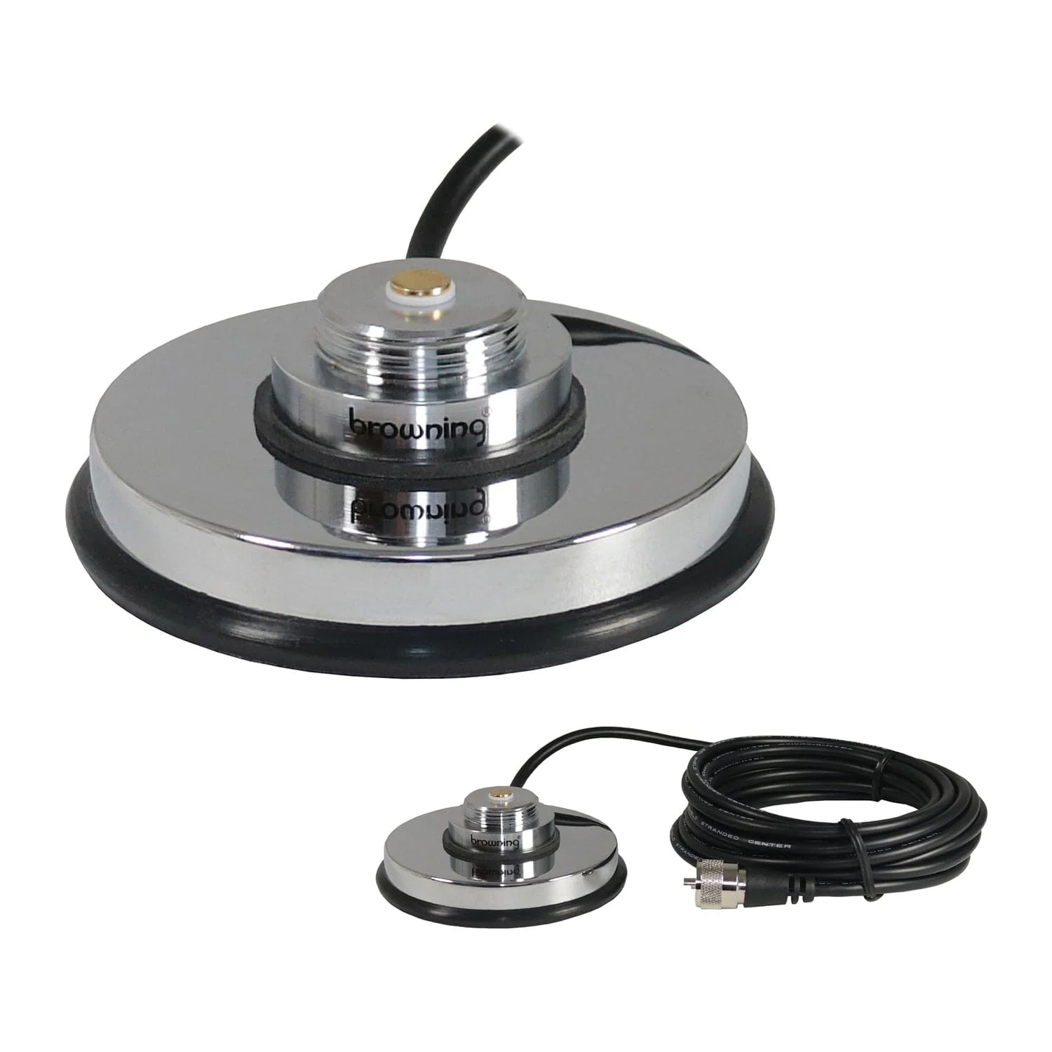 Browning 3-5/8-In. NMO Magnet Mount with Rubber Boot and Preinstalled UHF PL-259 Connector, Chrome
