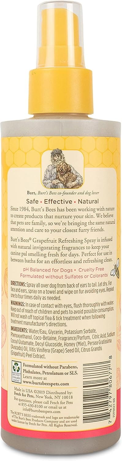 Burt's Bees Dog Refreshing Spray, Grapefruit Scent, pH Balanced, Formulated Without Sulfates and Parabens, 8 oz - Image 2