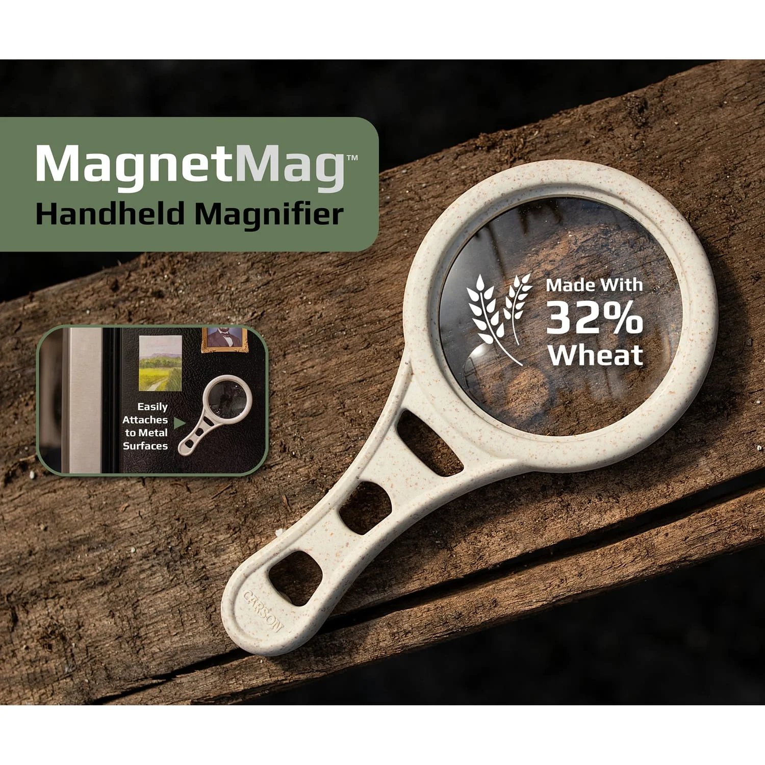 Carson MagnetMag Handheld Magnetic Magnifier with Handle Made with Real Wheat - Image 5