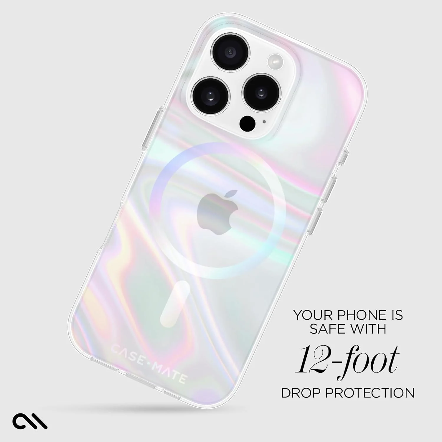 Case-Mate Soap Bubble iPhone 16 Pro Case, MagSafe Compatible, 12ft Drop Protection, Iridescent - Image 3