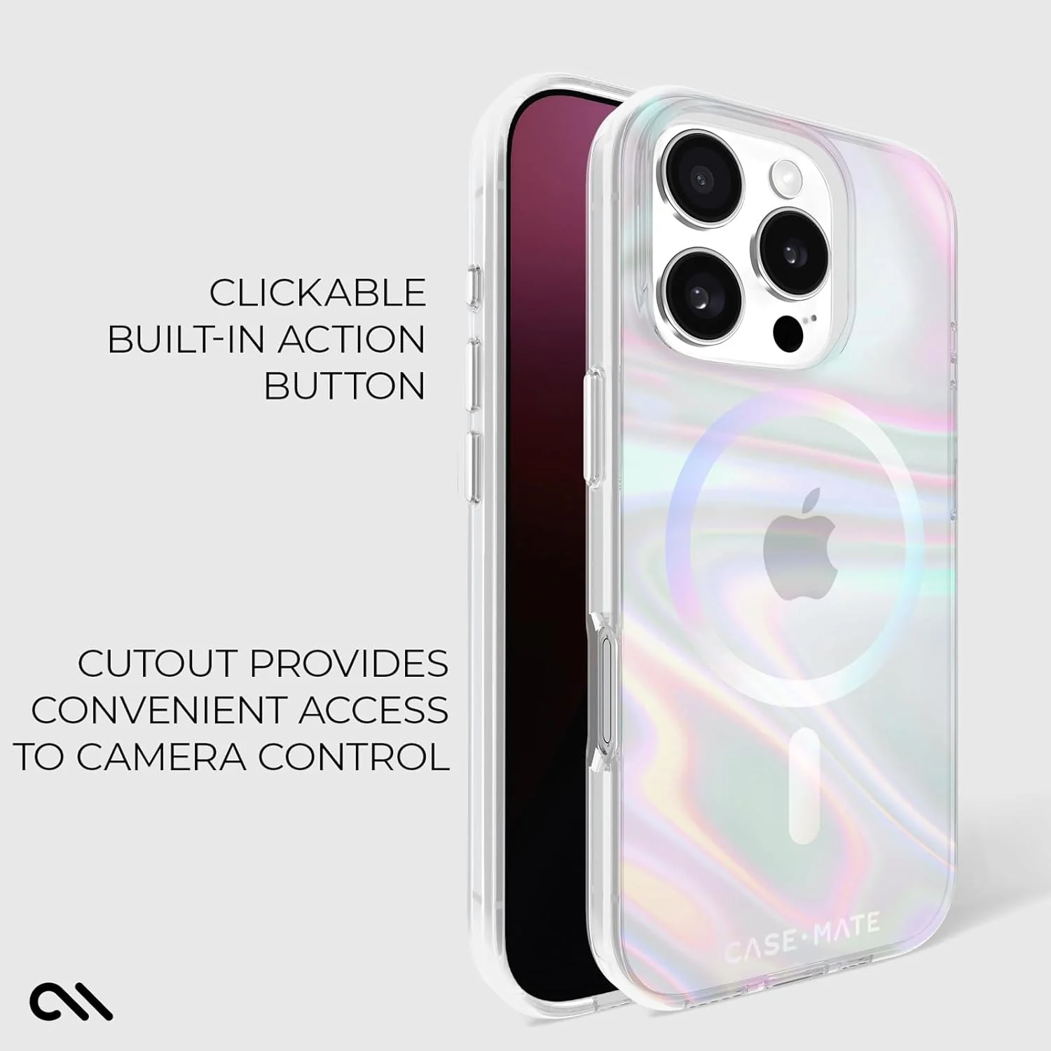 Case-Mate Soap Bubble iPhone 16 Pro Case, MagSafe Compatible, 12ft Drop Protection, Iridescent - Image 4
