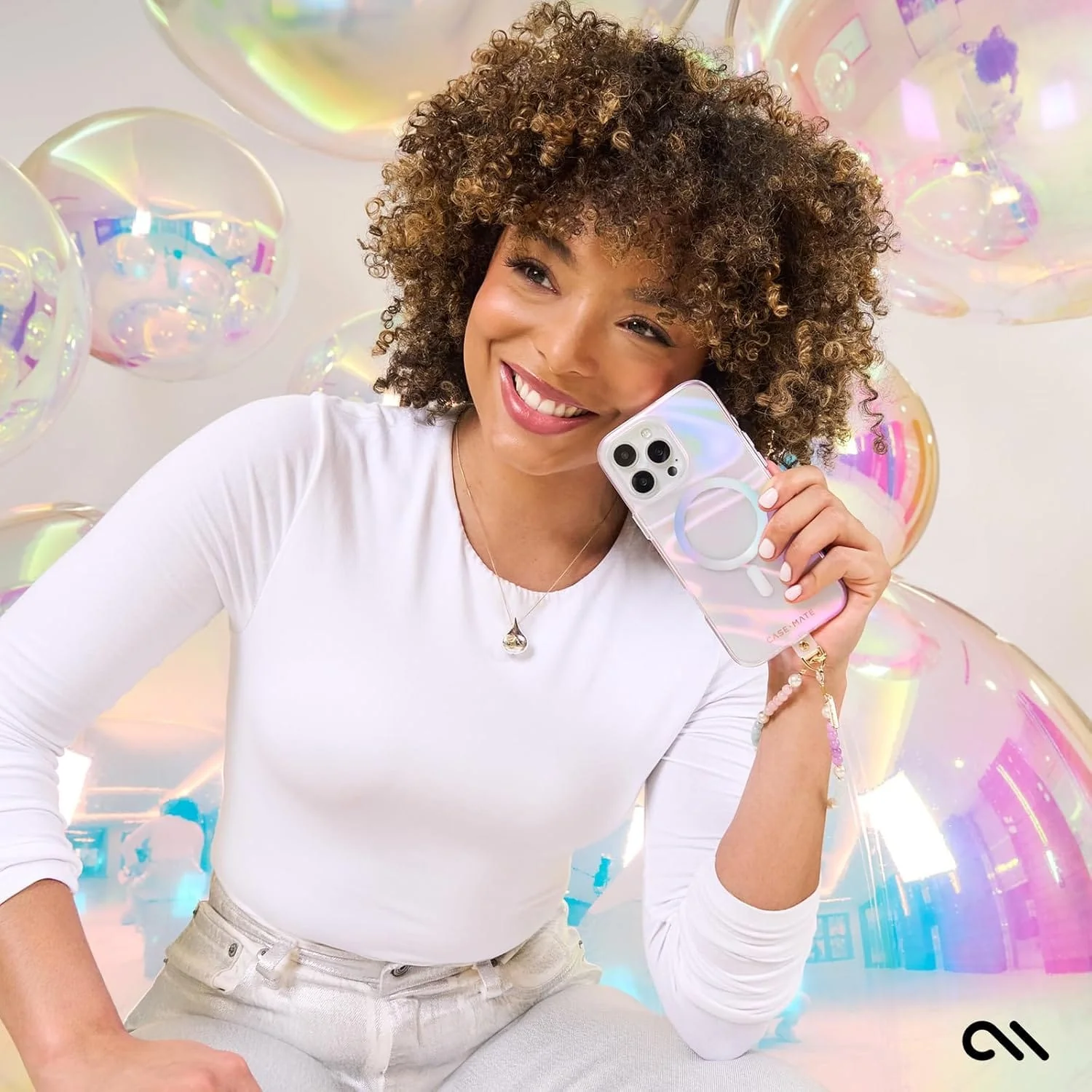 Case-Mate Soap Bubble iPhone 16 Pro Case, MagSafe Compatible, 12ft Drop Protection, Iridescent - Image 7