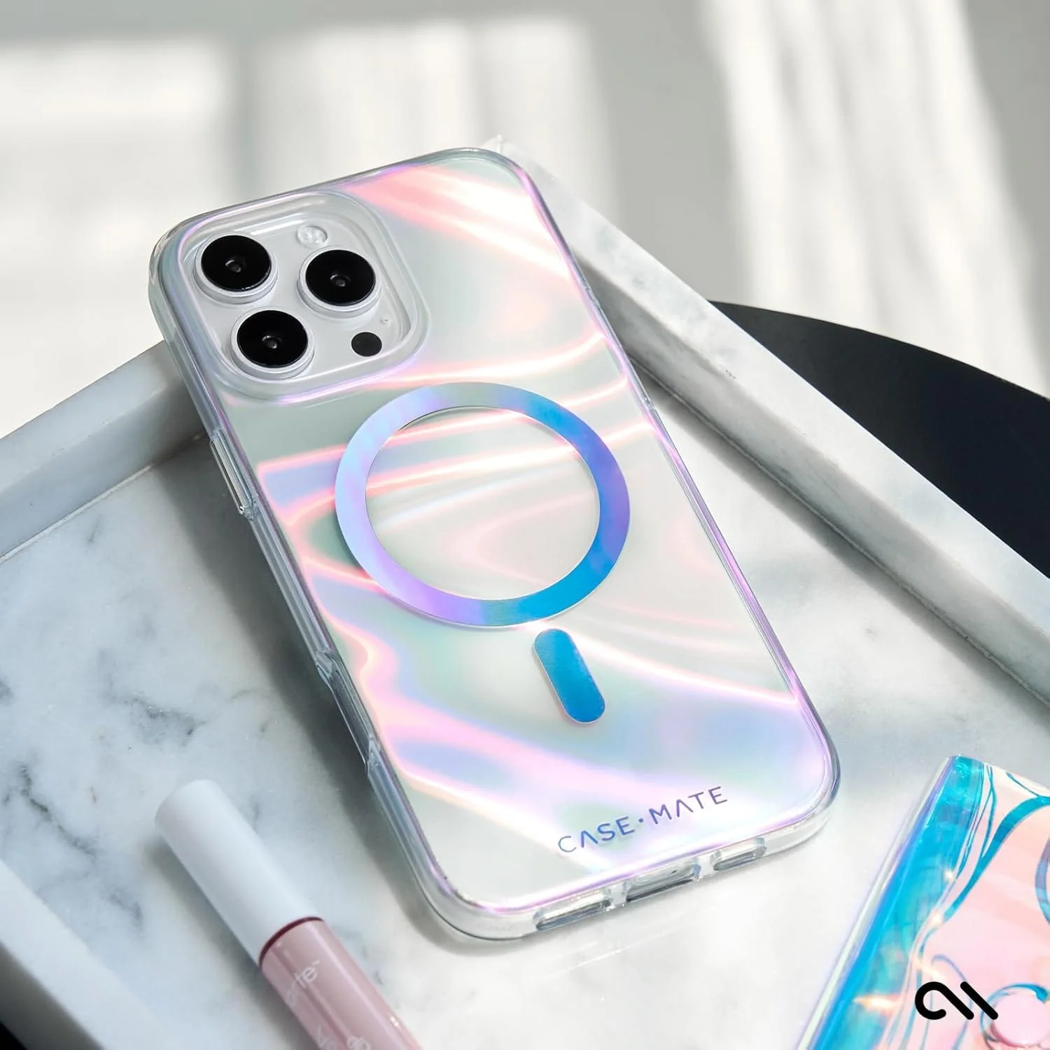 Case-Mate Soap Bubble iPhone 16 Pro Case, MagSafe Compatible, 12ft Drop Protection, Iridescent - Image 8