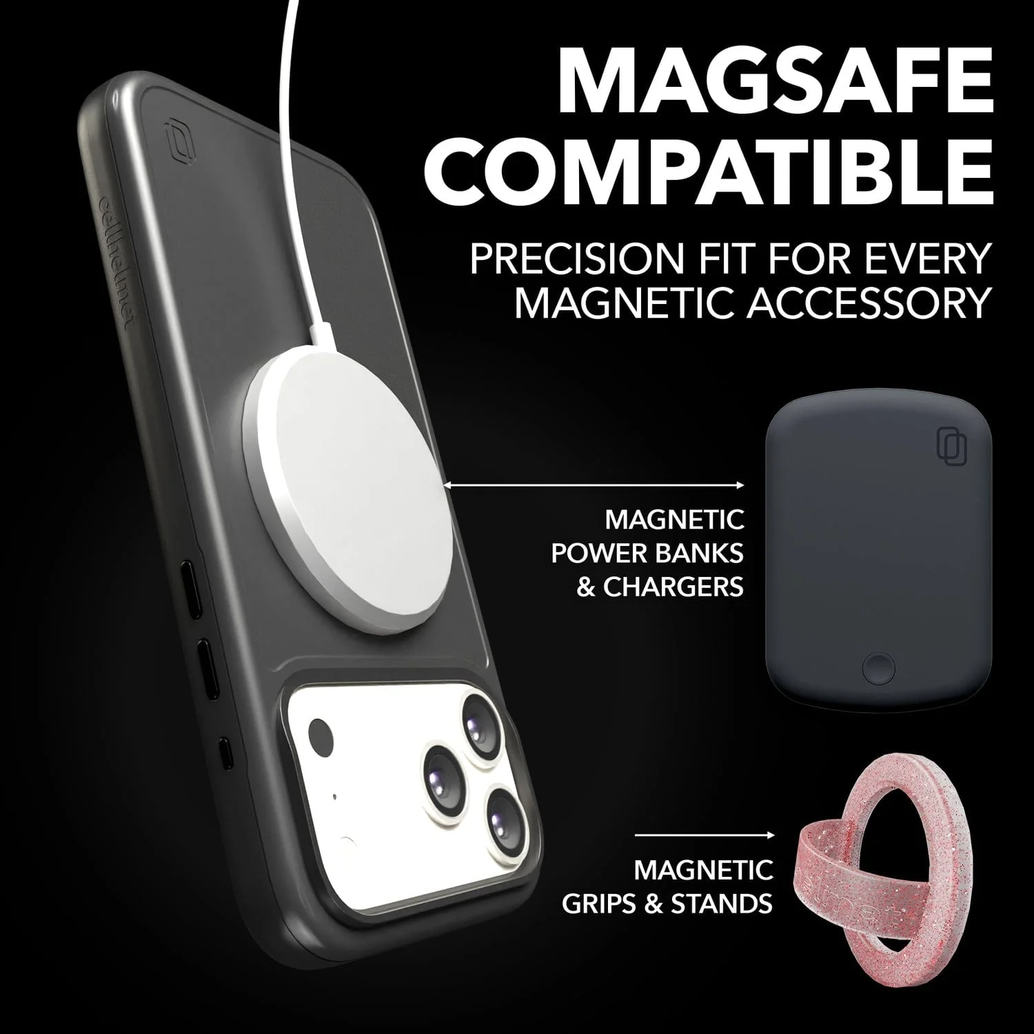Cellhelmet Fortitude Series MagSafe-Compatible Case, iPhone 17 Pro Max, Black - Image 4