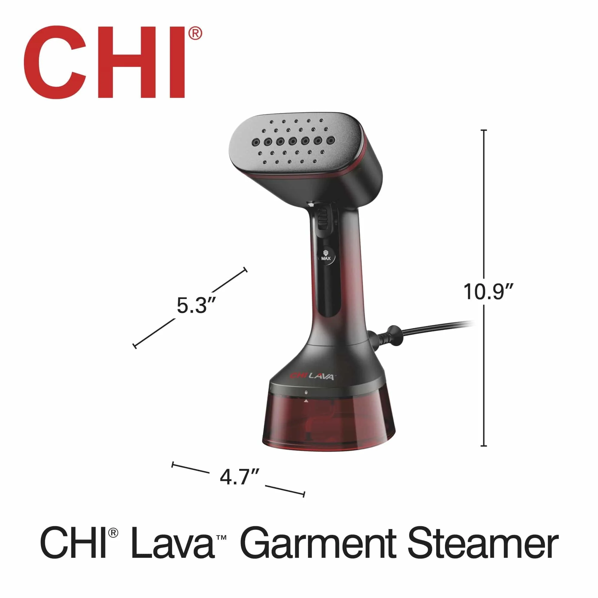 CHI LAVA Ceramic Plate Garment Steamer for Clothes with Fabric Brush, Red - Certified Refurbished - Image 8