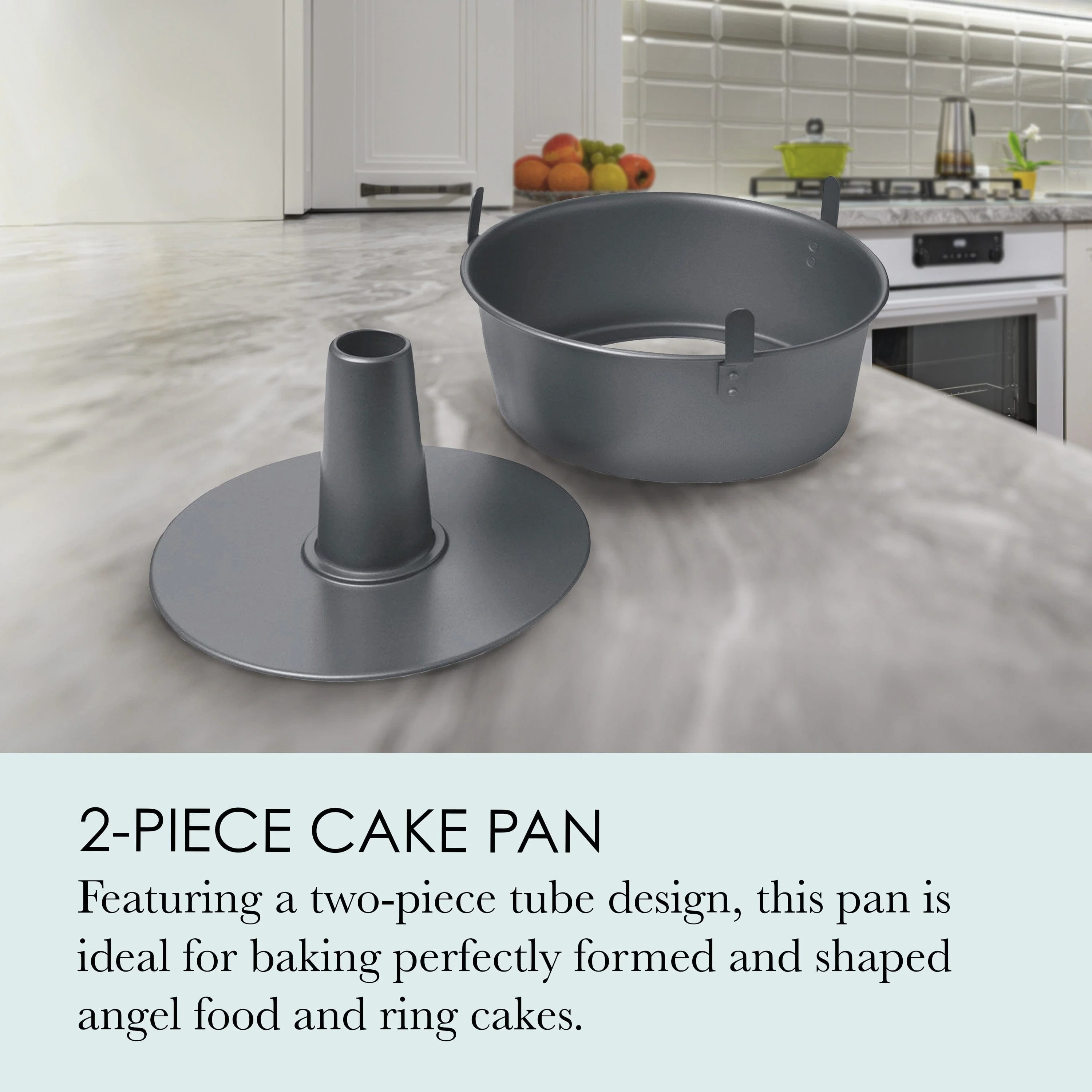 Chicago Metallic Professional 2-Piece 9.5-Inch Angel Food Cake Pan with Feet, 9.5 x 4 - Image 2