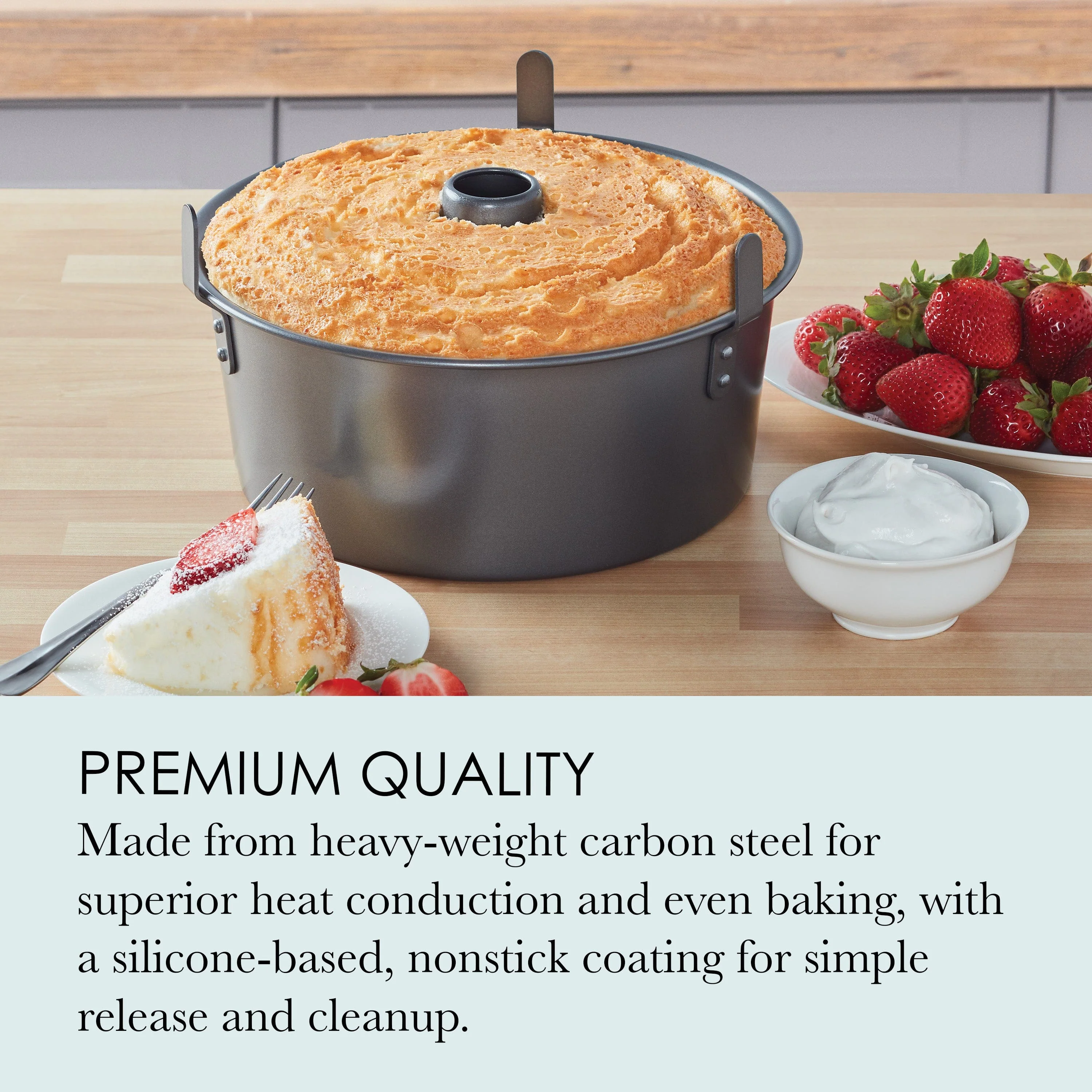 Chicago Metallic Professional 2-Piece 9.5-Inch Angel Food Cake Pan with Feet, 9.5 x 4 - Image 3