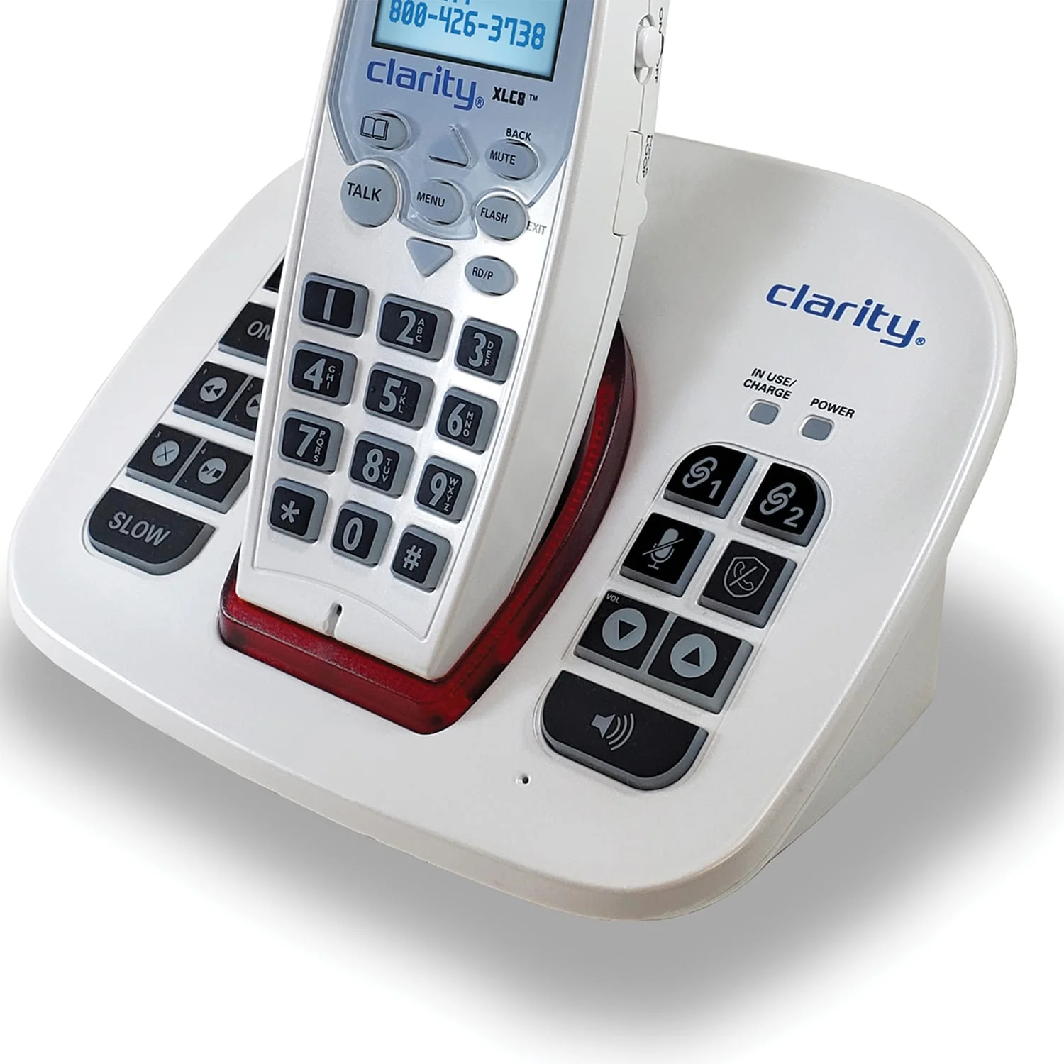 Clarity 1-Cordless Handset DECT 6.0 50-dB Amplified/Expandable Phone System for Landline, Answering System, Call Blocker, and Red Ringer, XLC8 - Image 3