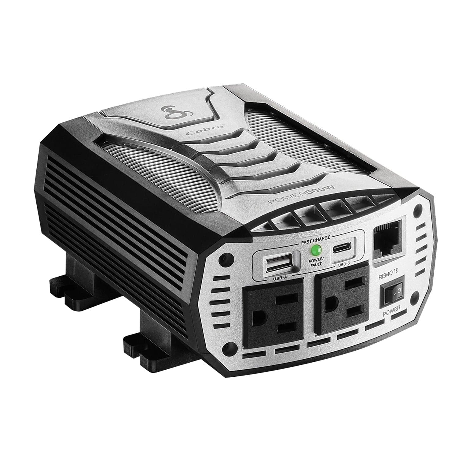 Cobra 2-AC Outlet and 2-USB Port 500-Continuous-Watt Vehicle Power Inverter with 12-Volt Adapter Cord and Battery Power Cables, CPI500W - Image 2