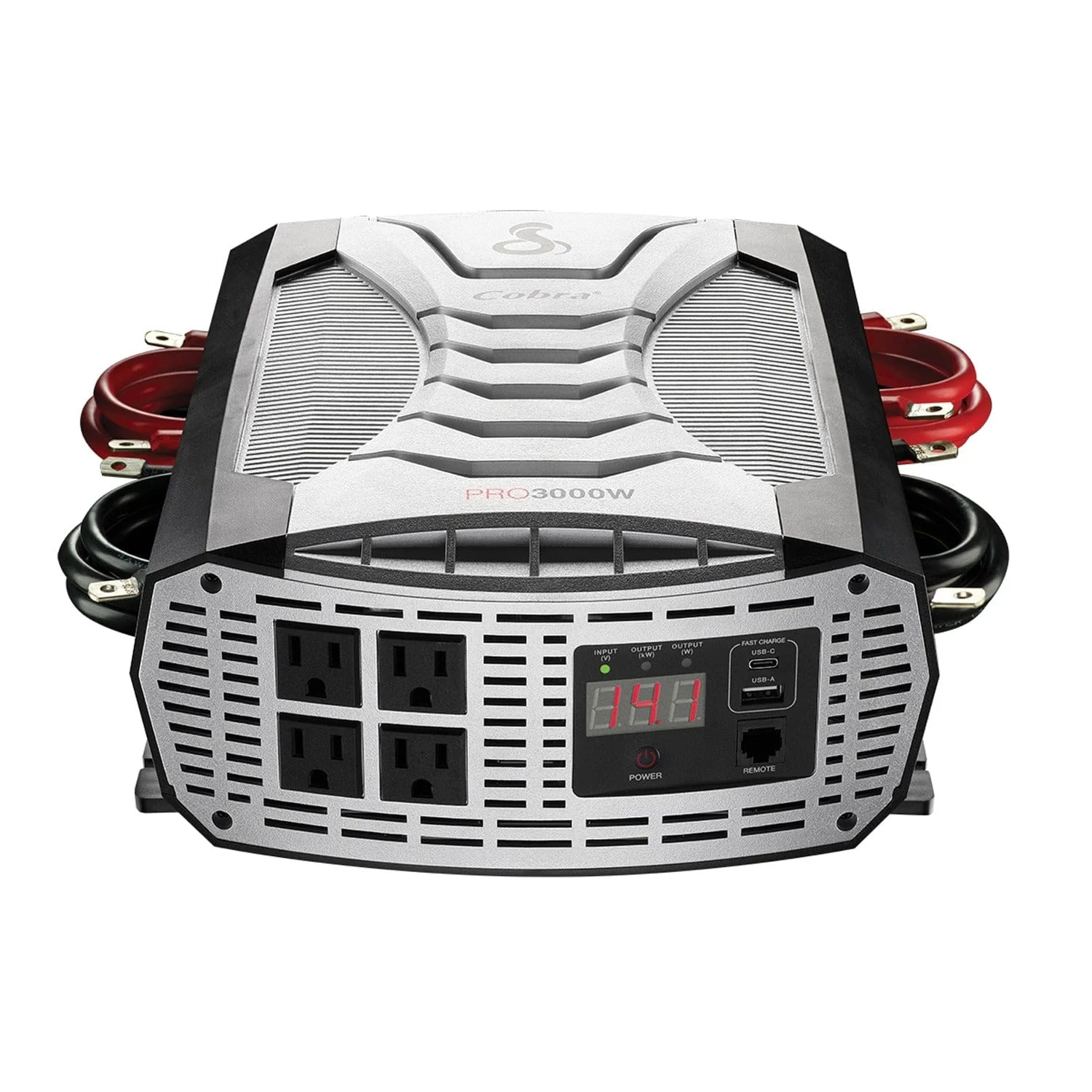 Cobra 4-AC Outlet and 2-USB Port 3000-Continuous-Watt PRO 3000W Pro-Grade Vehicle Power Inverter with Battery Power Cables and Remote, CPI3000W