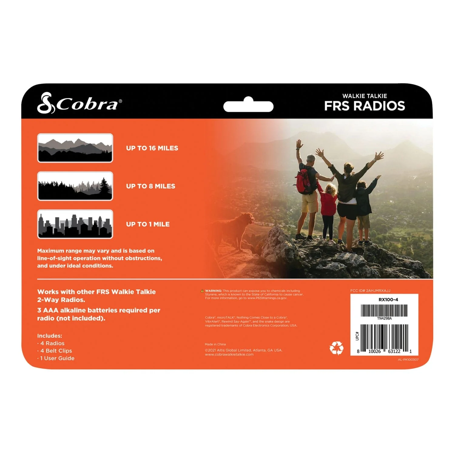 Cobra Kid-Friendly 22-Channel Walkie Talkie 4 Pack, RX100-4 - Image 3