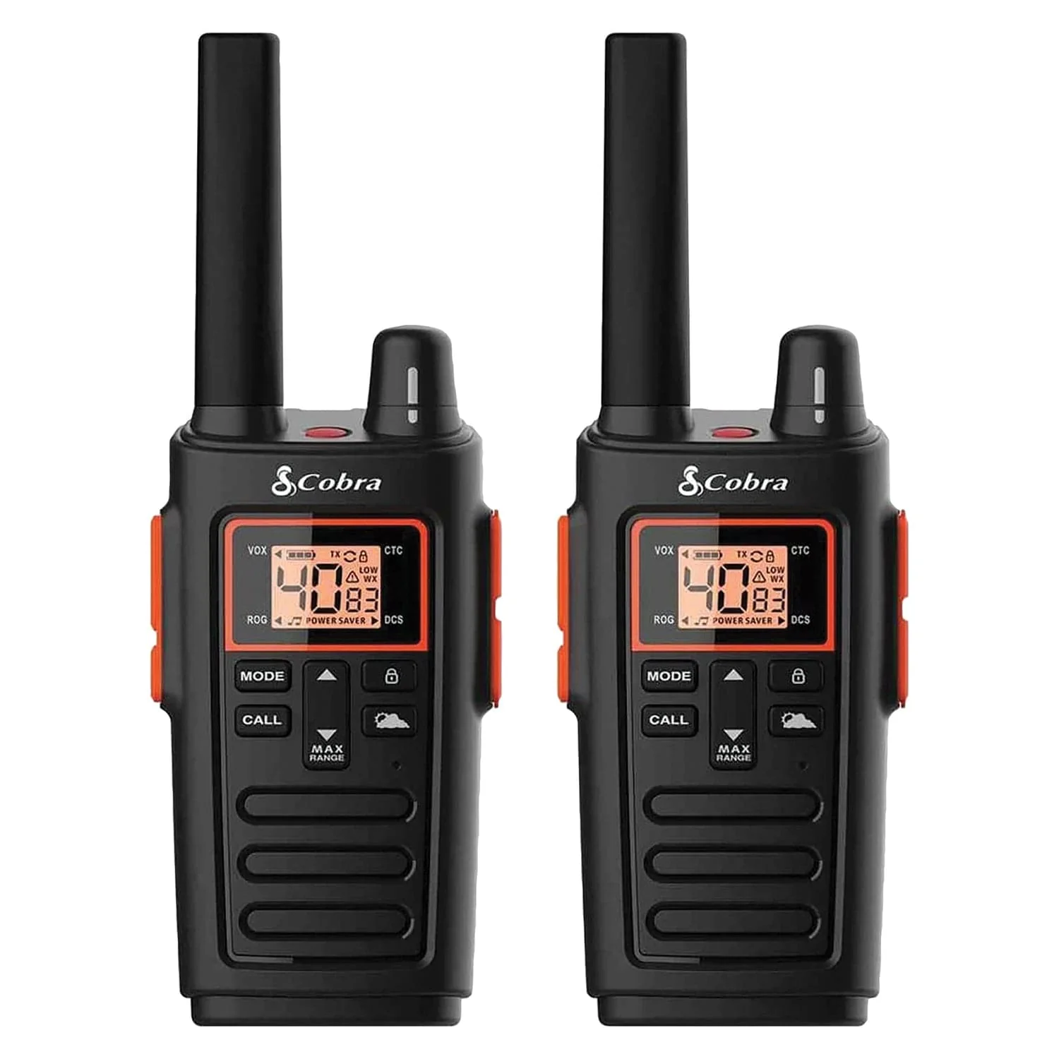 Cobra RX380 32-Mile-Range Weather-Resistant 2-Way Radios, 2 Pack, Black