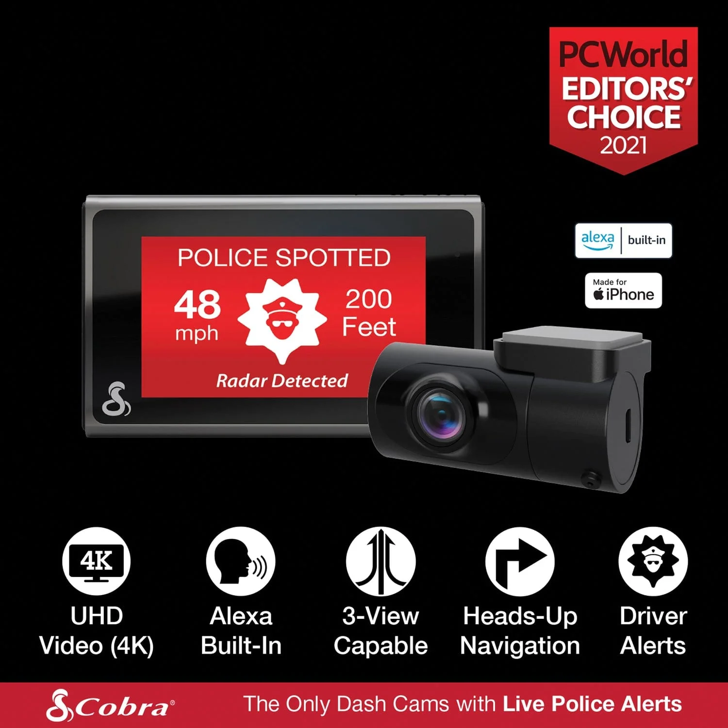 Cobra SC 400D Ultimate Smart 4K Ultra HD Dash Cam with 1080p Full HD Rear View Accessory Camera - Image 5