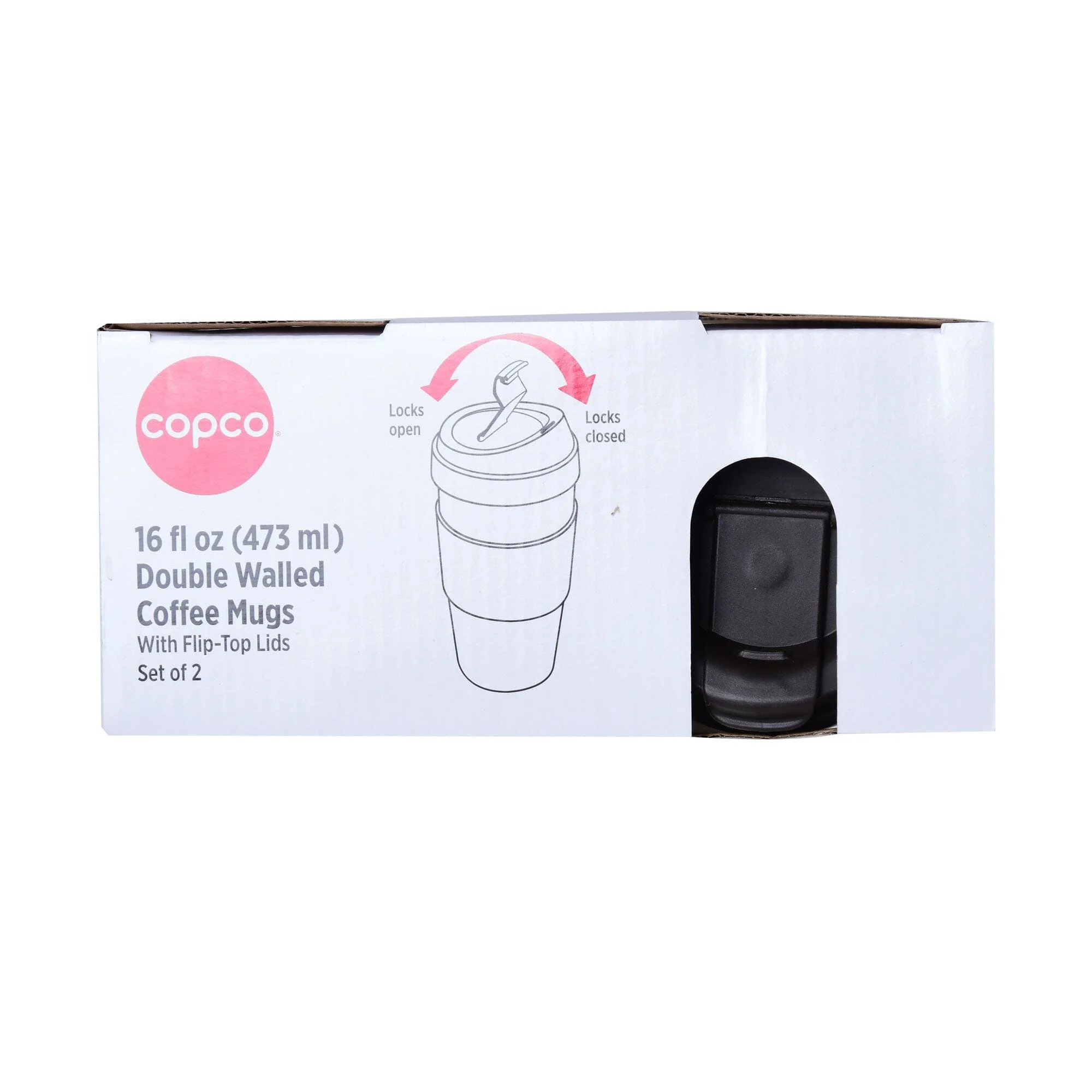 Copco Reusable, Insulated Double Wall Travel Mugs 16-ounce White/Black , Set of 2 - Image 4