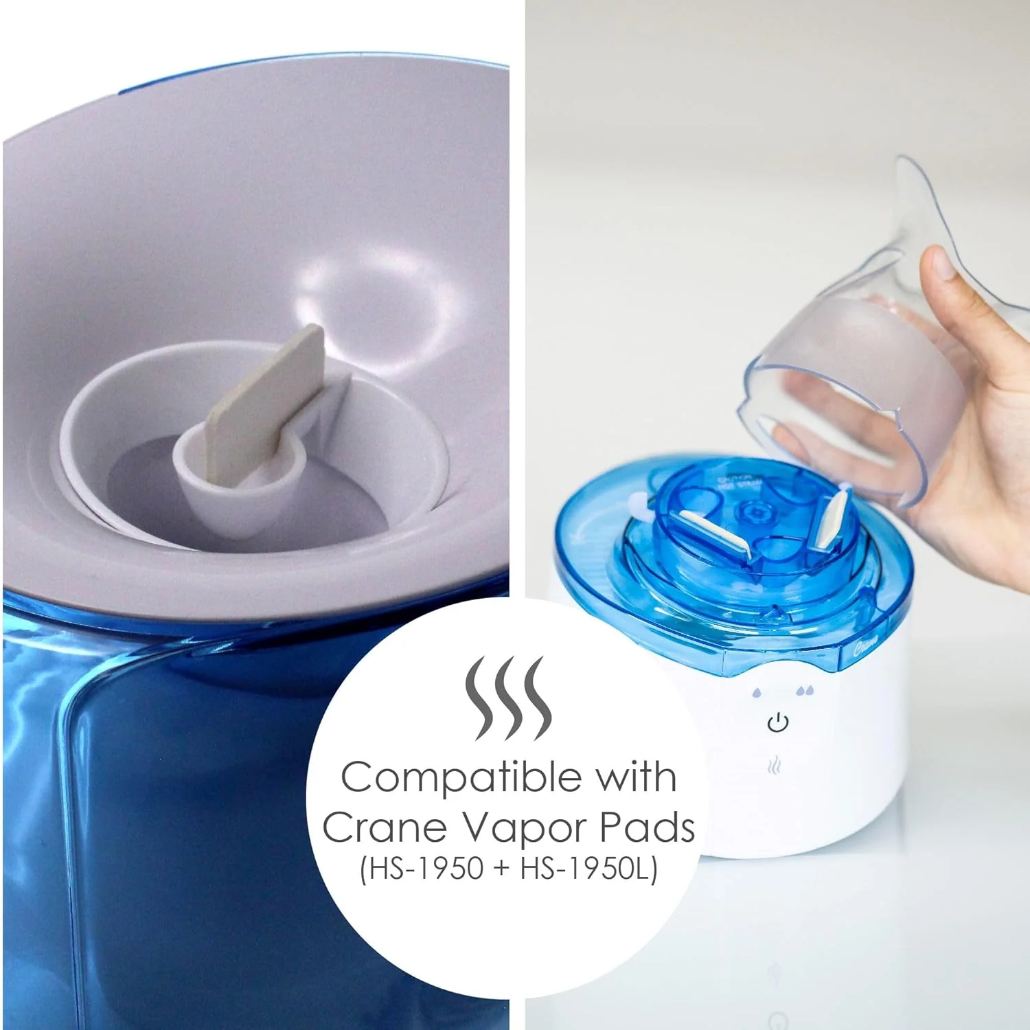 Crane 0.5 Gal Steam Inhaler & Warm Mist Humidifier, Bedroom Sinus Vaporizer, HSA/FSA Eligible, Blue/White - Image 3