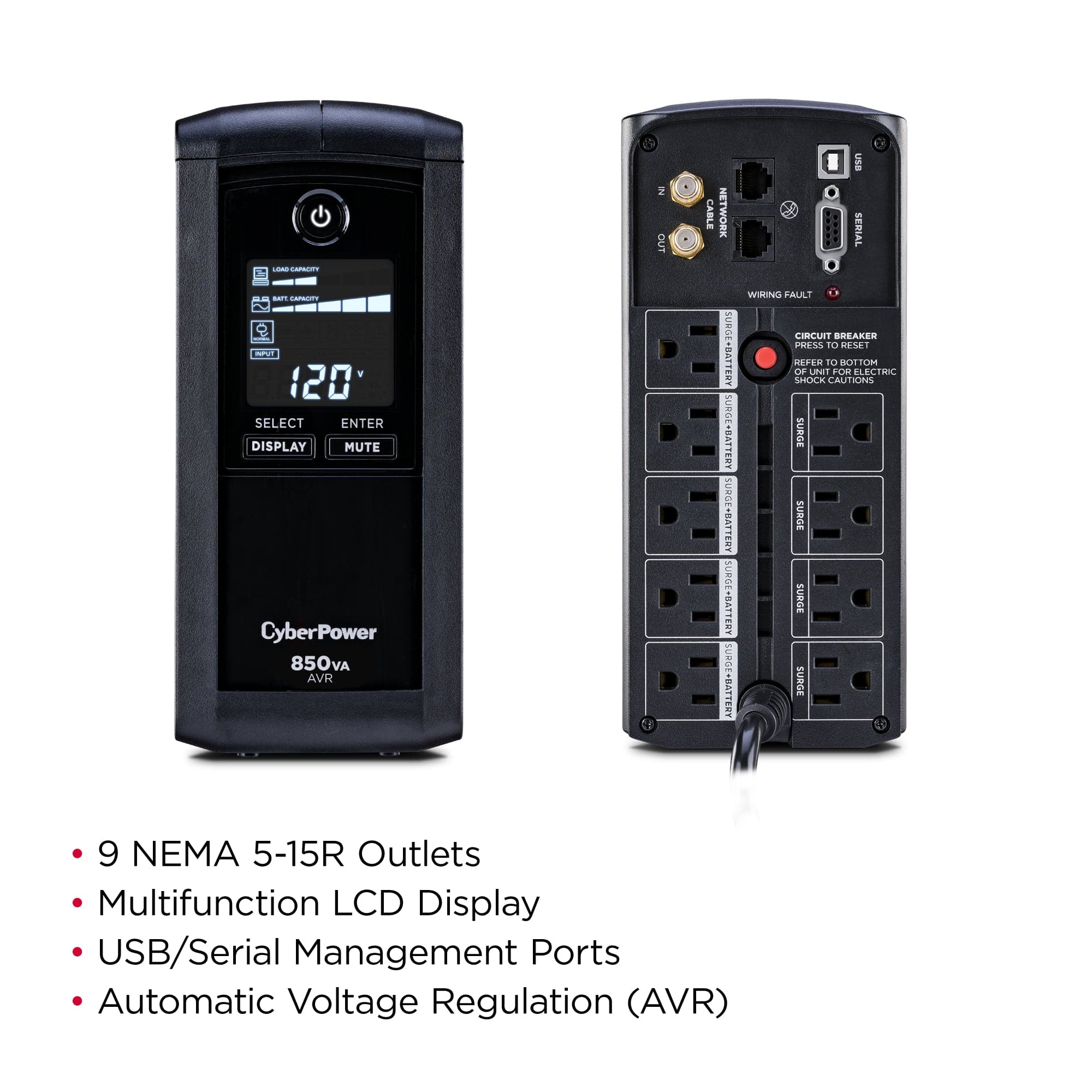 CyberPower 850 VA 510 Watts 9 Outlets UPS - Certified Refurbished - Image 6