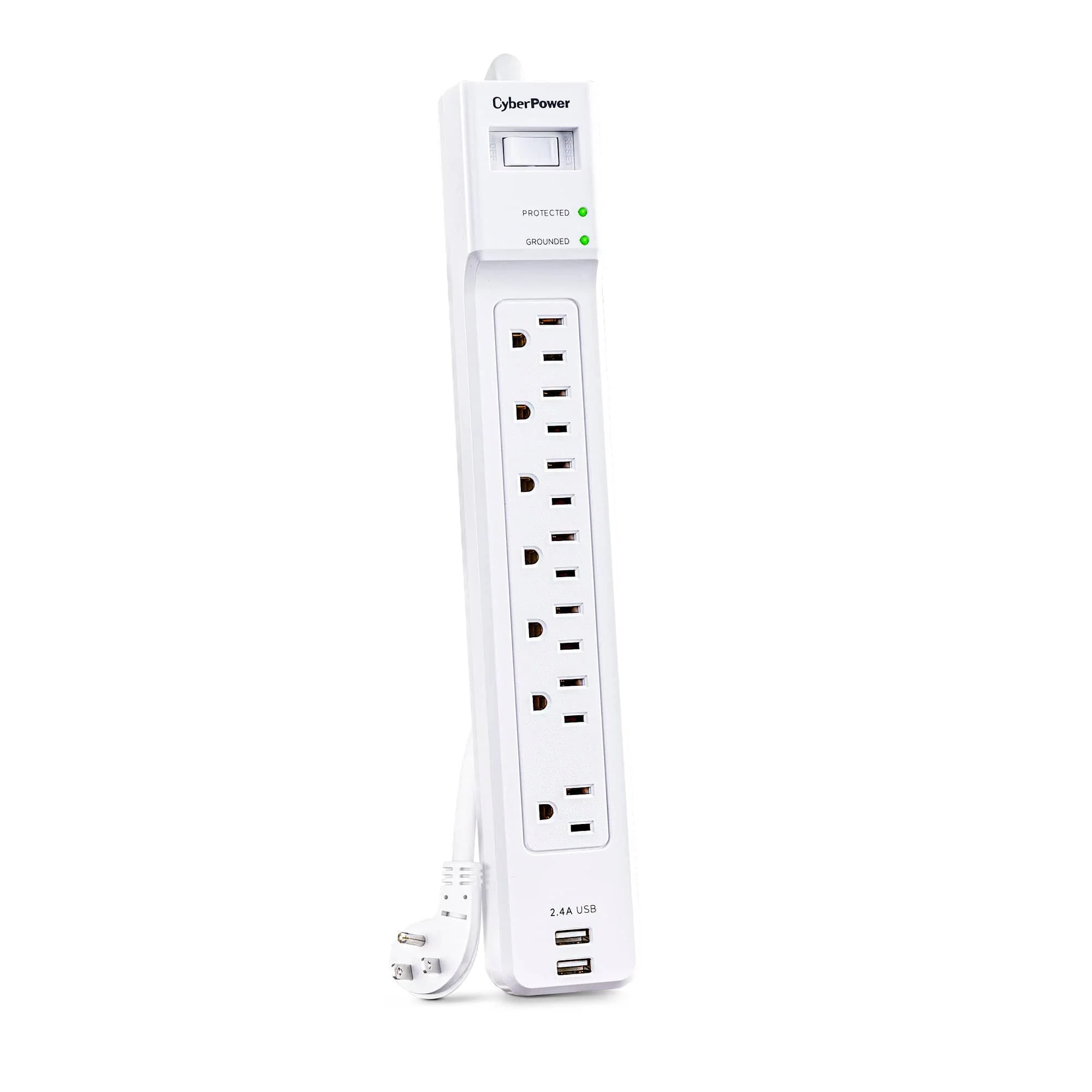 CyberPower Essential 7-Outlet Surge Protector, White - Image 3
