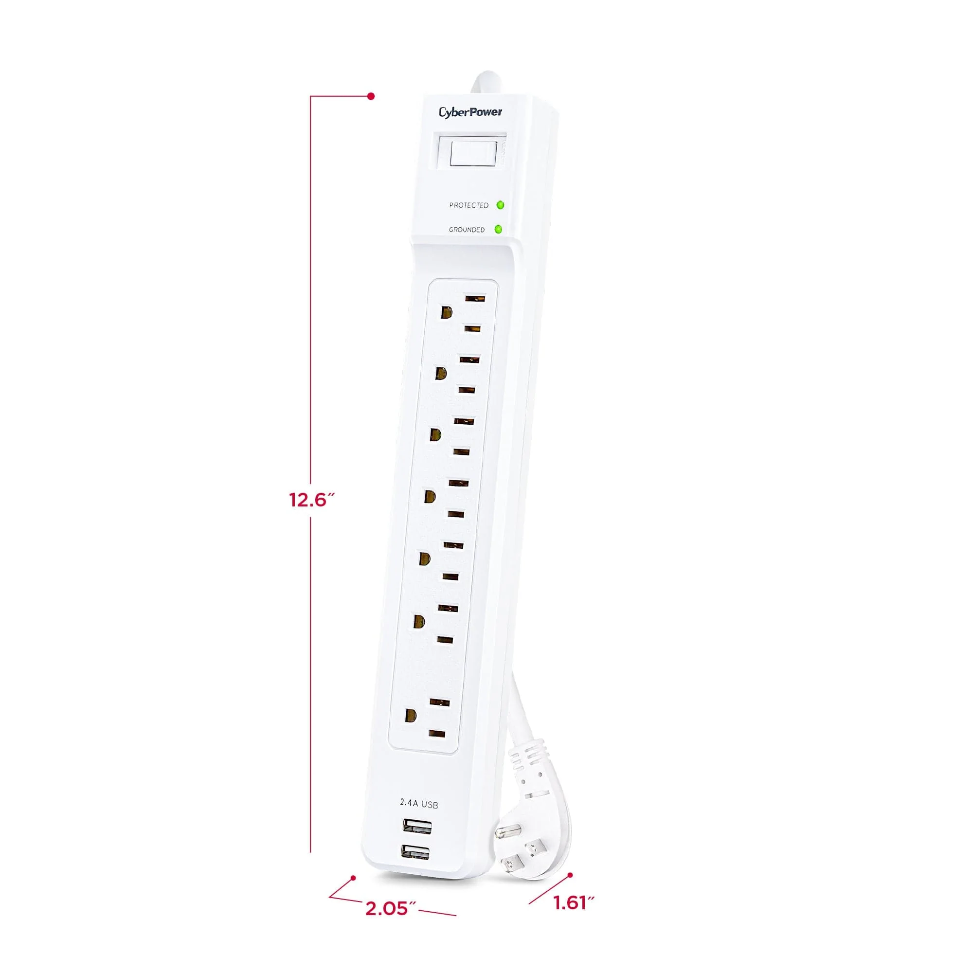 CyberPower Essential 7-Outlet Surge Protector, White - Image 6