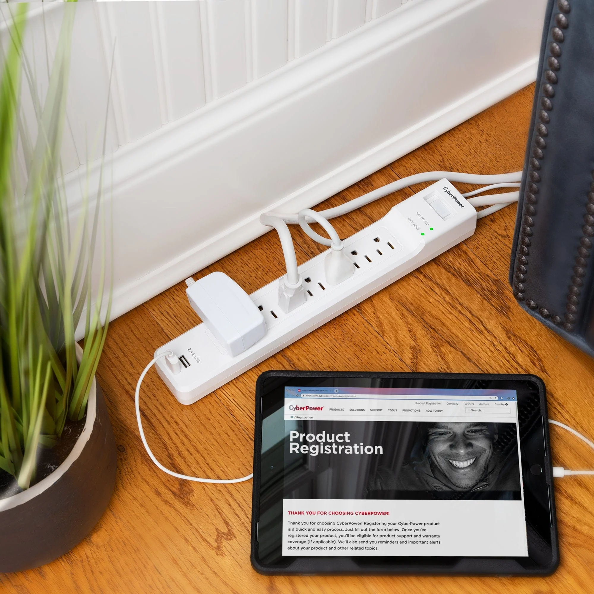 CyberPower Essential 7-Outlet Surge Protector, White - Image 8