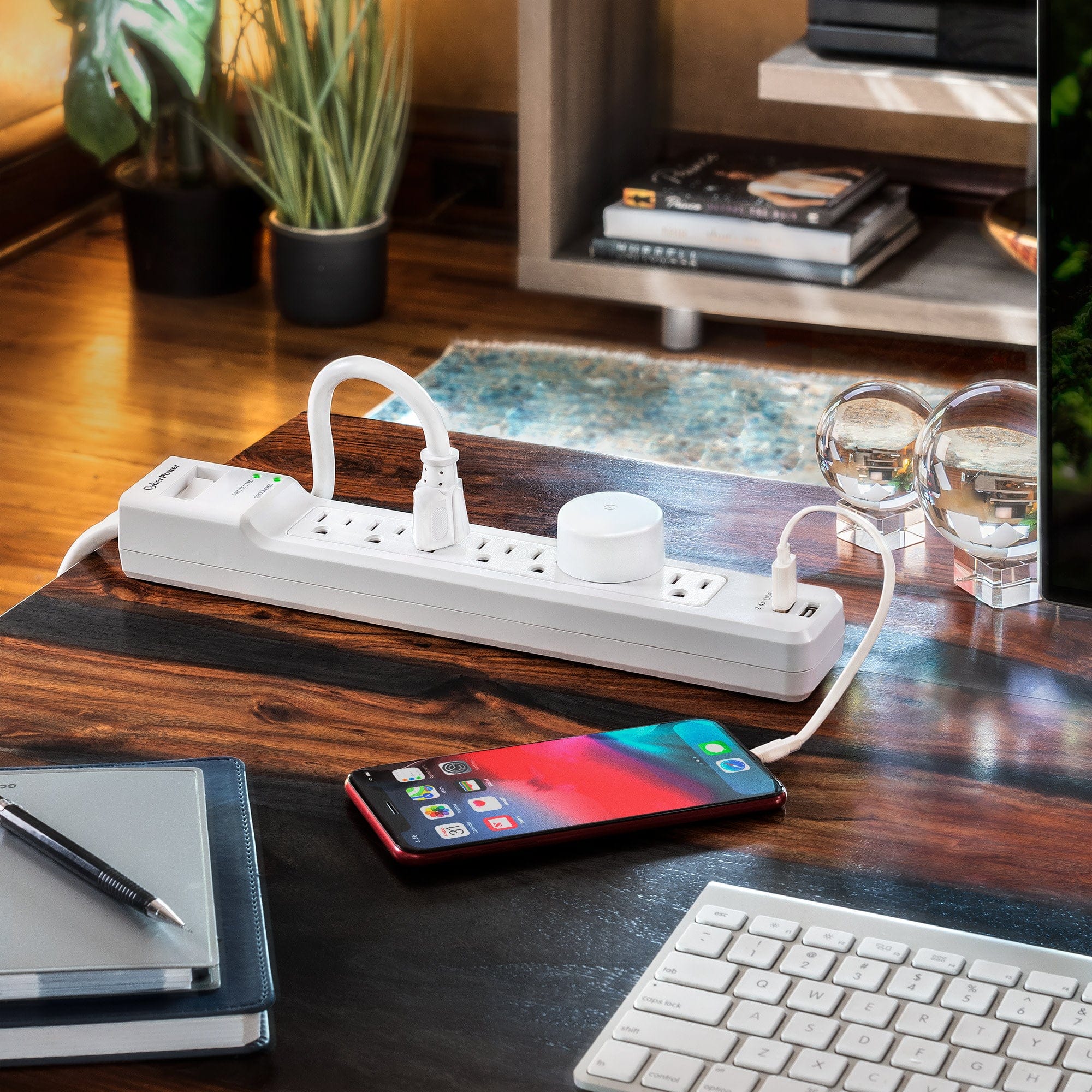 CyberPower Essential 7-Outlet Surge Protector, White - Image 9
