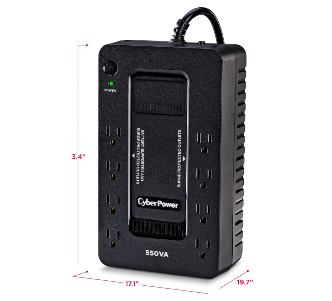 Cyber Power 550VA/330W Battery Backup UPS System with 8 Outlets, Black - Cerified Refurbished - Image 5