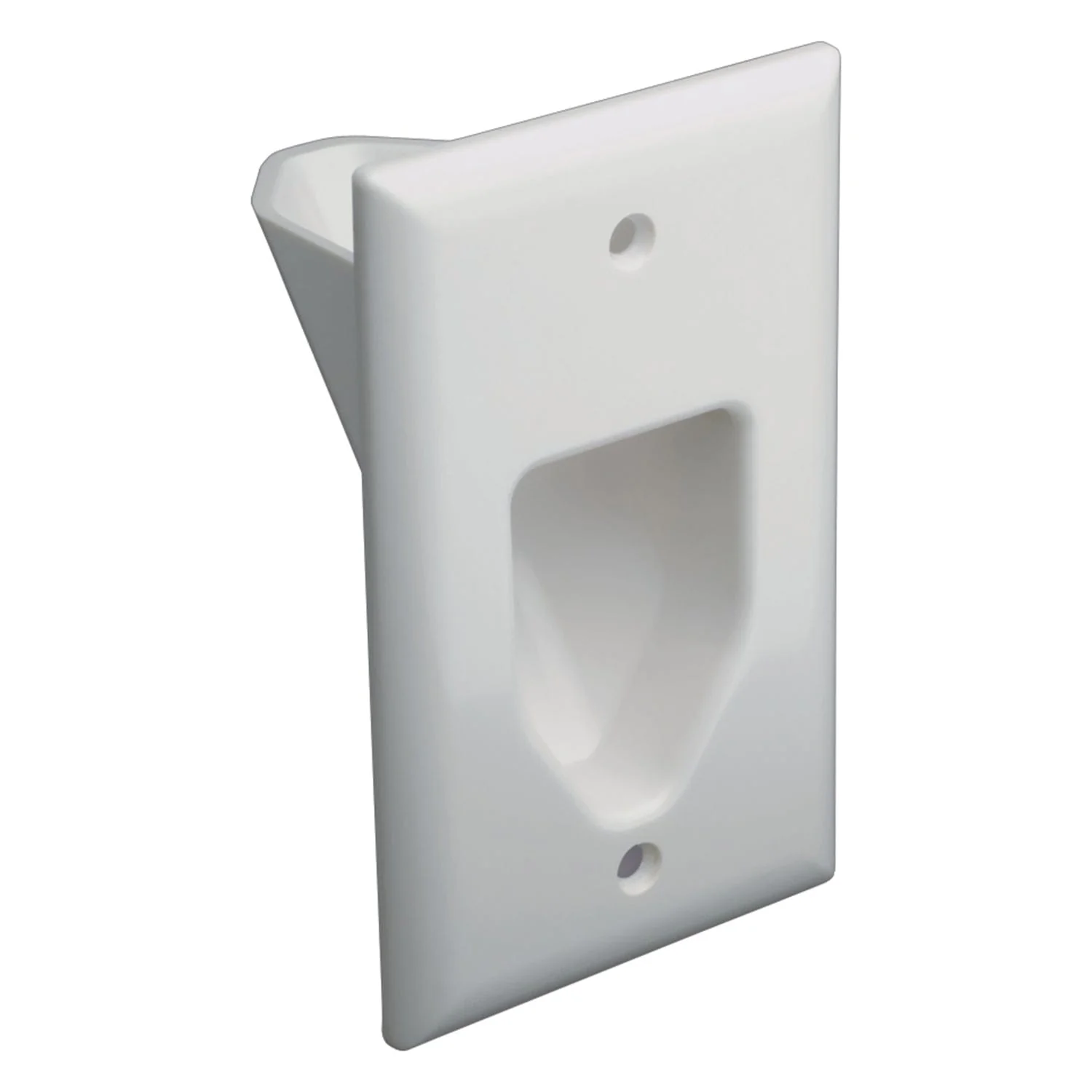 DataComm Electronics 1-Gang Recessed Low-Voltage Cable Plate, Ultra White