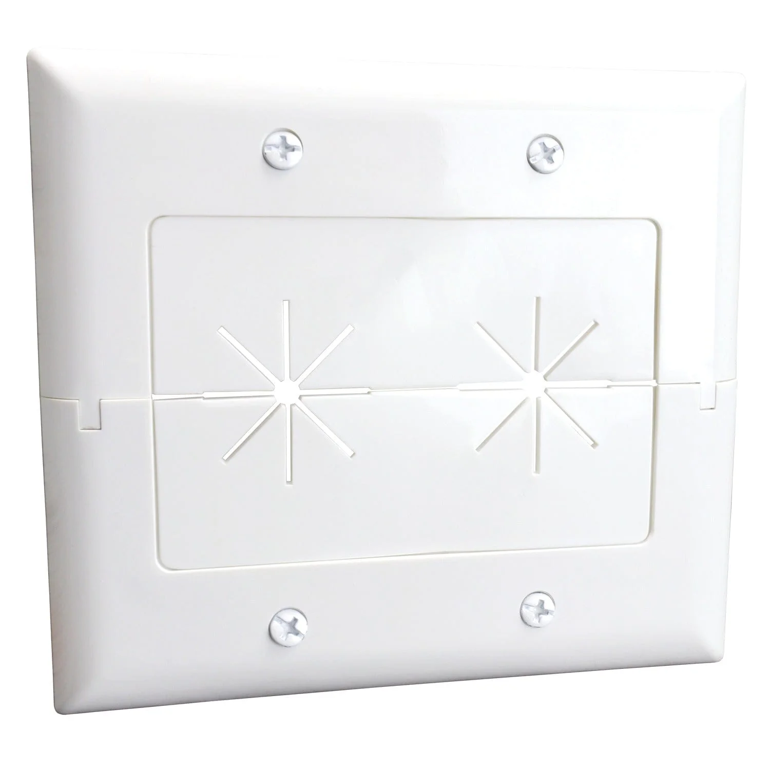 DataComm Electronics 2-Gang Split Plate with Flexible Opening, Ultra White - Image 2