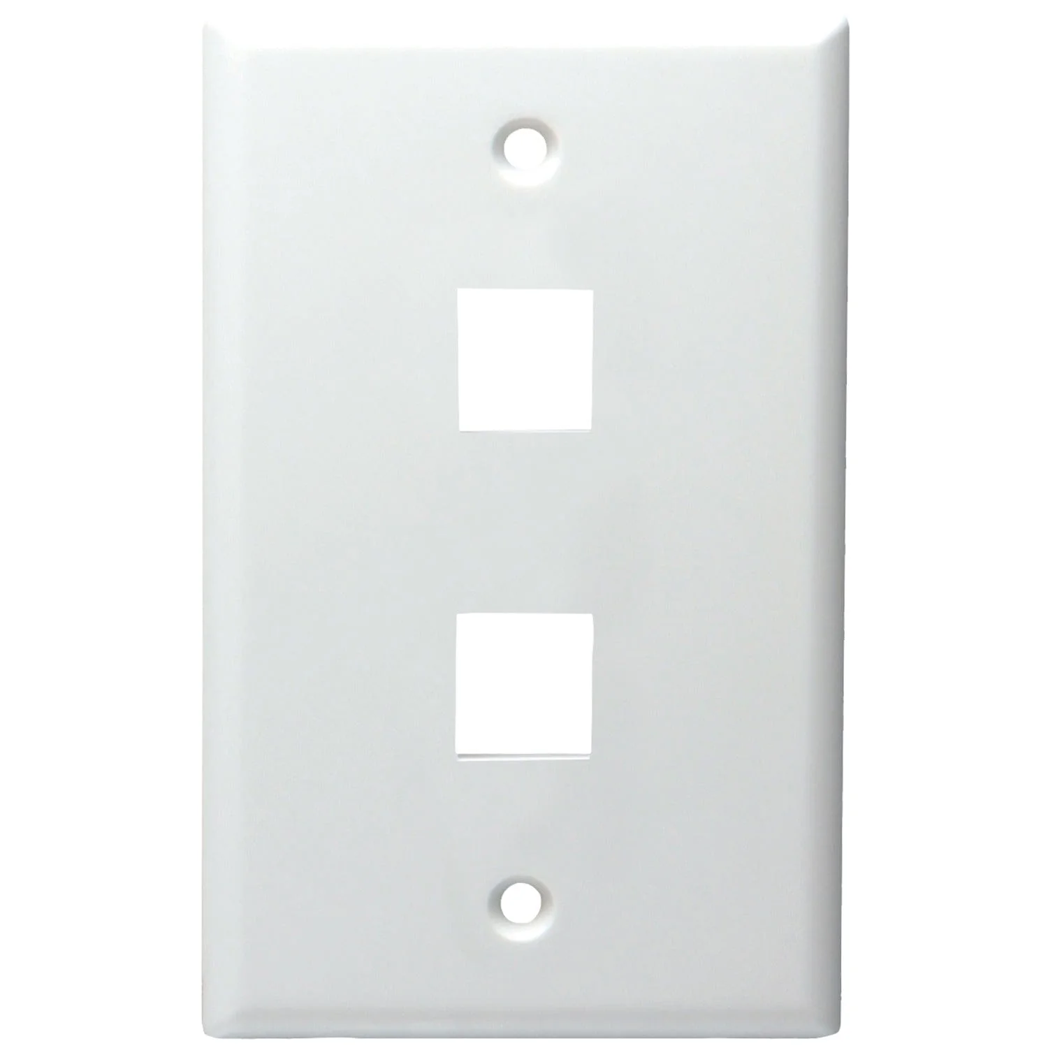 DataComm Electronics Standard-Size Keystone Wall Plate, Ultra White, 2 Port