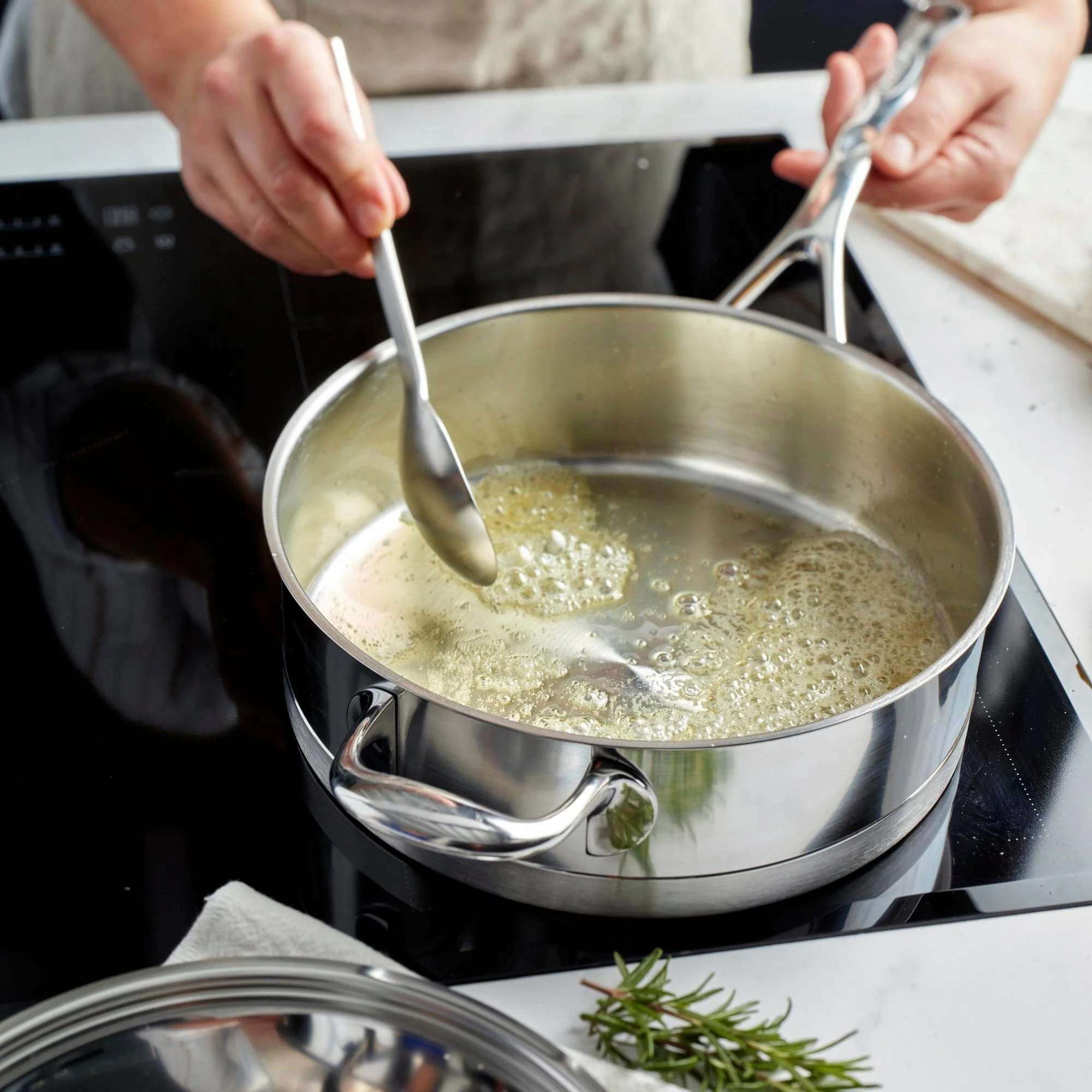 Demeyere Atlantis 3-qt Stainless Steel Saute Pan with Helper Handle - Image 3