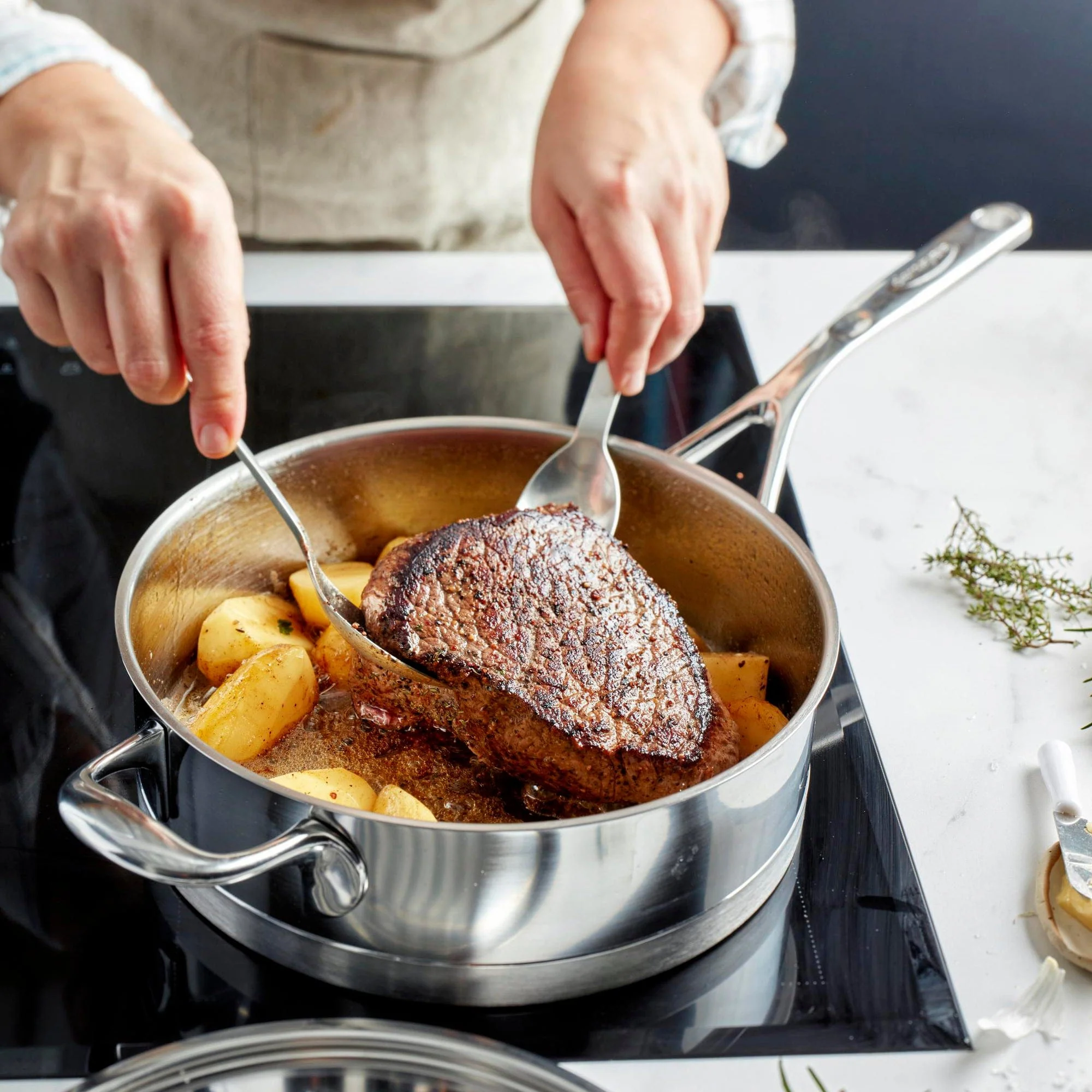 Demeyere Atlantis 5.1-qt Stainless Steel Saute Pan with Helper Handle - Image 4