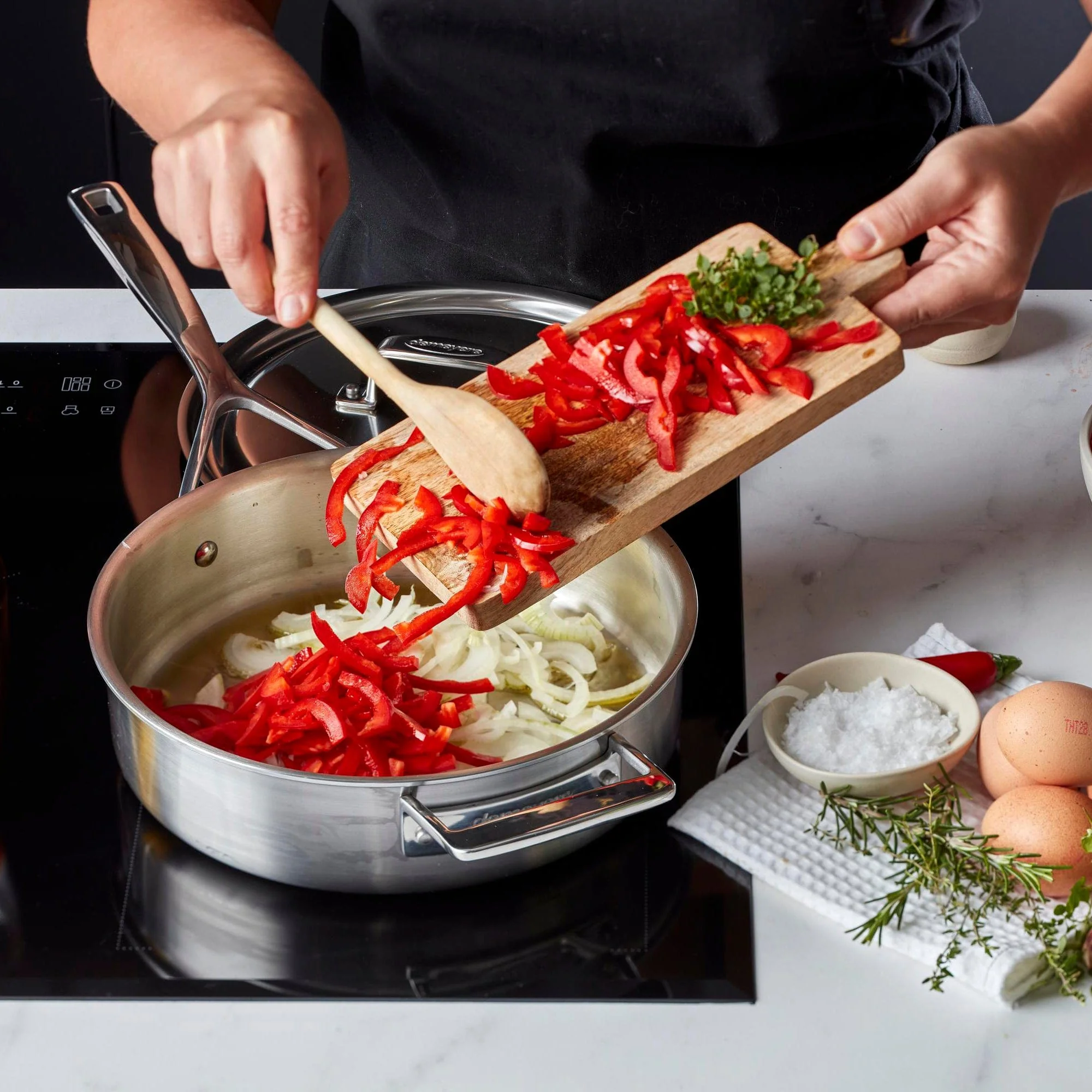 Demeyere Essential 5-ply 3-qt Stainless Steel Saute Pan with Lid - Image 3