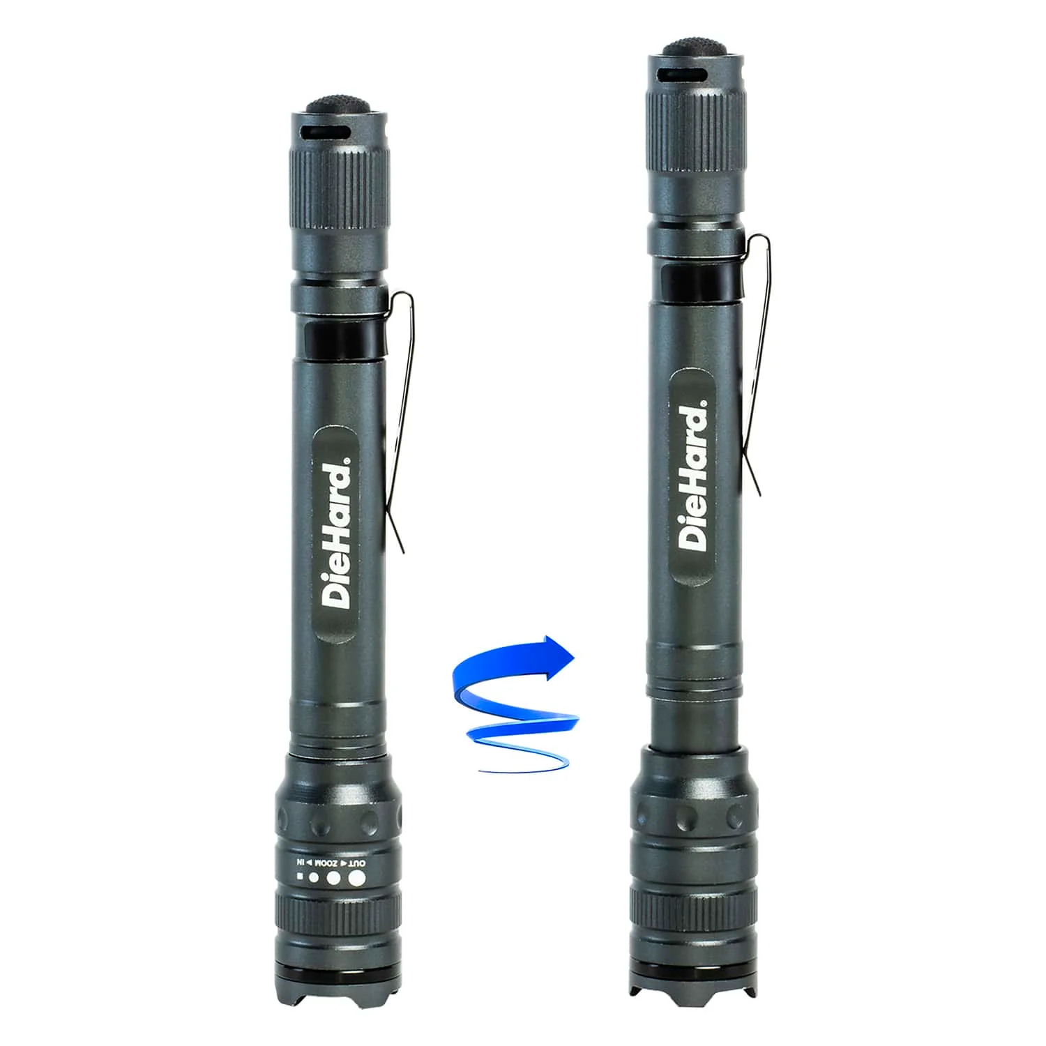 DieHard LED 180-Lumen Aluminum Flashlight with 3 Modes, Twist Focus, Impact/Water-Resistant, Battery Powered, Pocket Clip, up to 229-Ft. Beam - Image 2