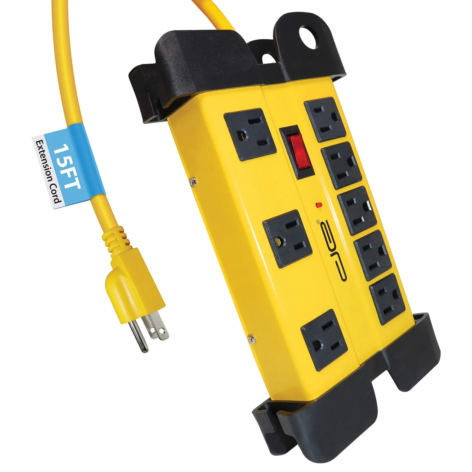 Digital Energy 8-AC Outlet 1050-Joules Heavy-Duty Metal Surge Protector Power Strip with Cord Management, 15-Ft. Cord with Straight Plug