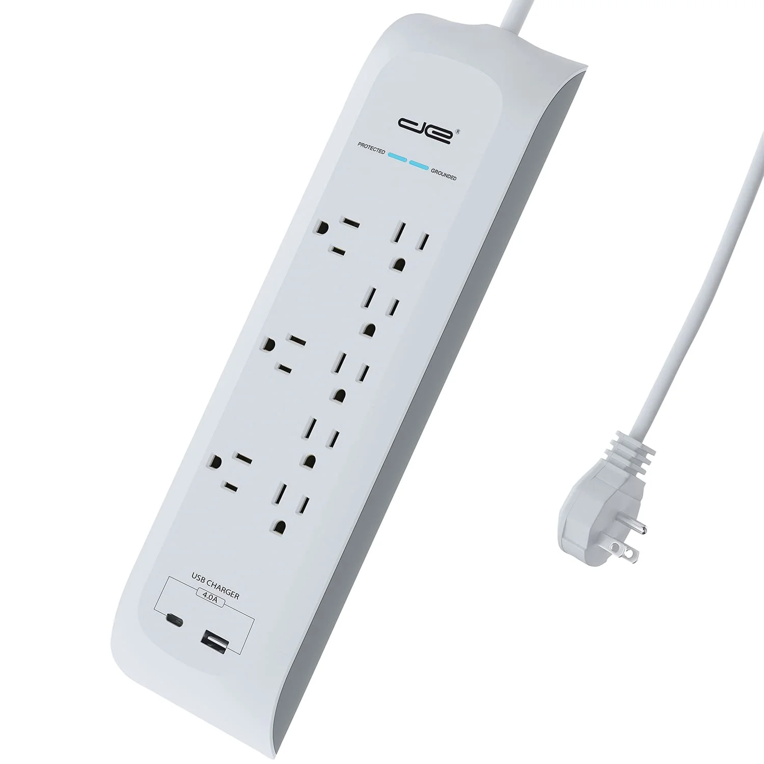 Digital Energy 8-AC Outlet, 2-USB Port, and Ethernet/Telco 4200-Joules Surge Protector Power Strip, 6-Ft. Cord with Flat Plug, DEE1-1116