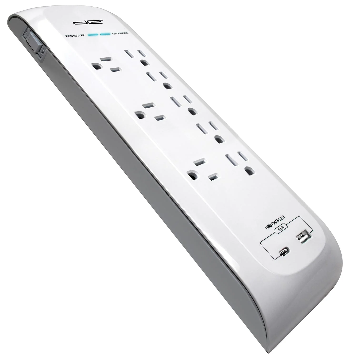 Digital Energy 8-AC Outlet, 2-USB Port, and Ethernet/Telco 4200-Joules Surge Protector Power Strip, 6-Ft. Cord with Flat Plug, DEE1-1116 - Image 2