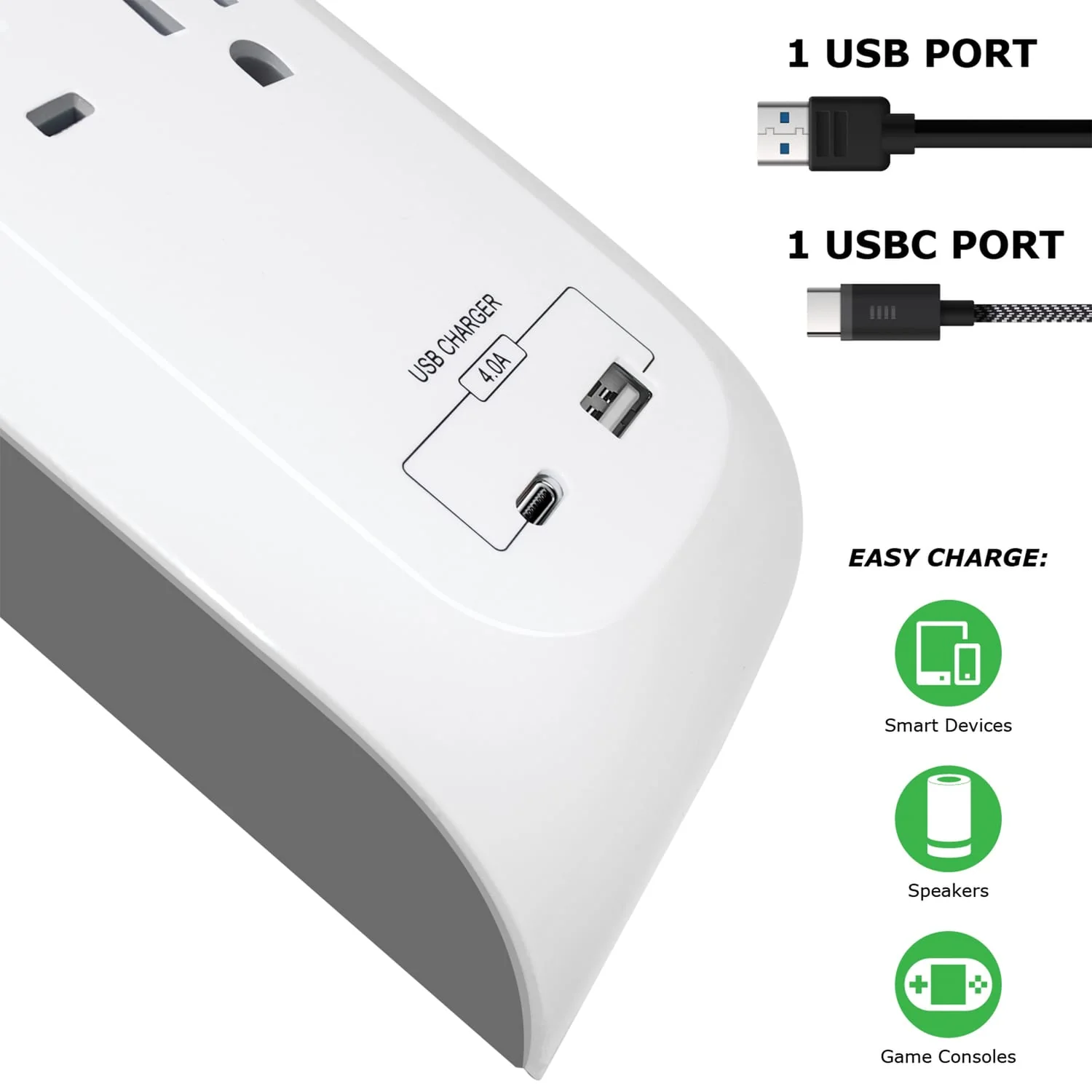 Digital Energy 8-AC Outlet, 2-USB Port, and Ethernet/Telco 4200-Joules Surge Protector Power Strip, 6-Ft. Cord with Flat Plug, DEE1-1116 - Image 3