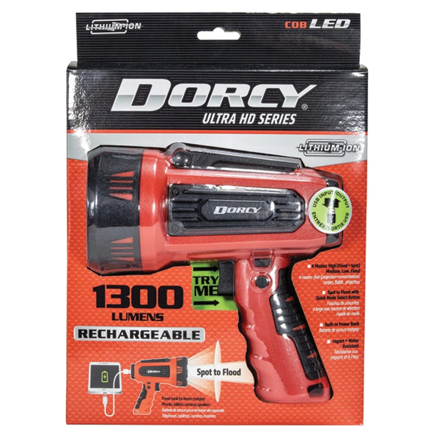 Dorcy Ultra HD 1,300-Lumen Rechargeable Spotlight + Power Bank - Image 4