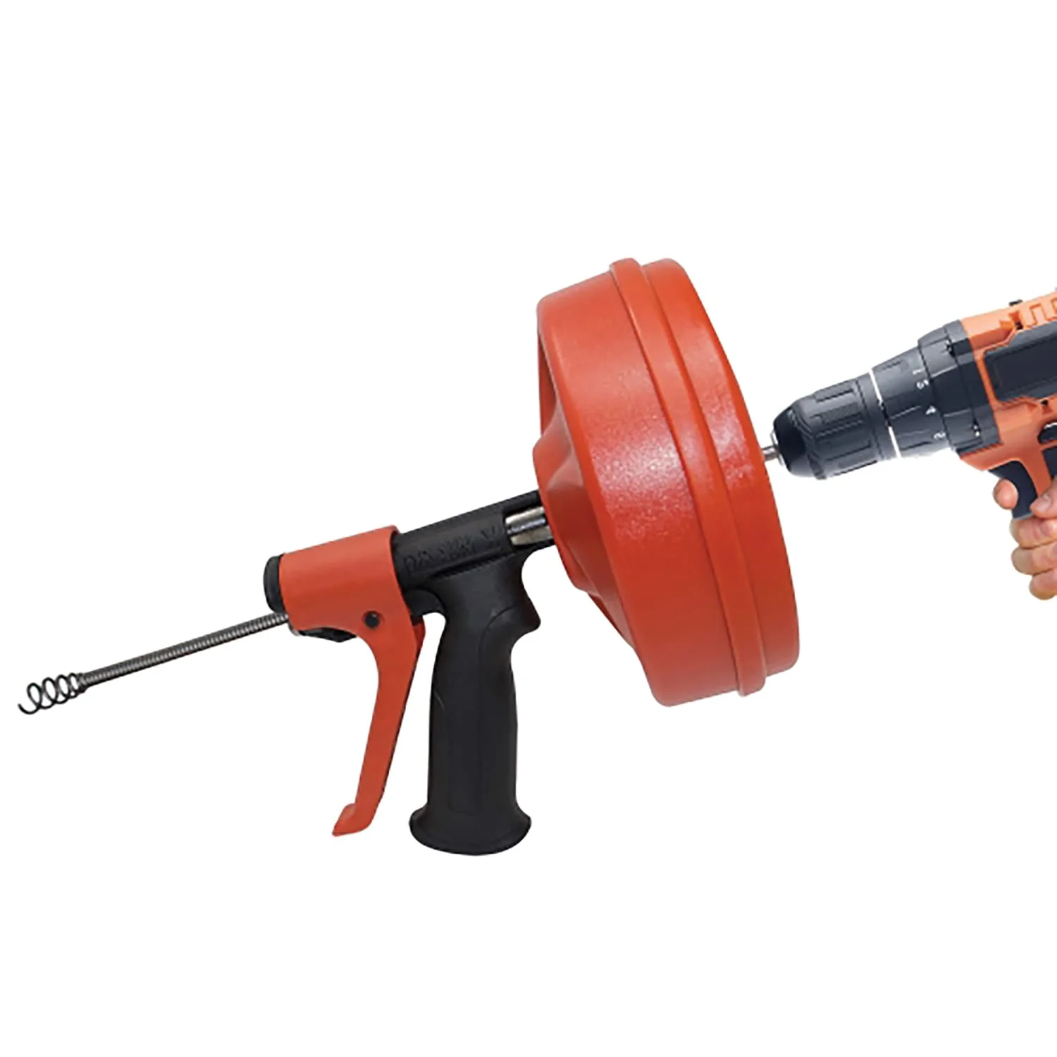 DrainX SPINFEED Drum Auger Drain Snake, Auto Extend and Retract, with Work Gloves and Carrying Bag, 25 Ft. - Image 2