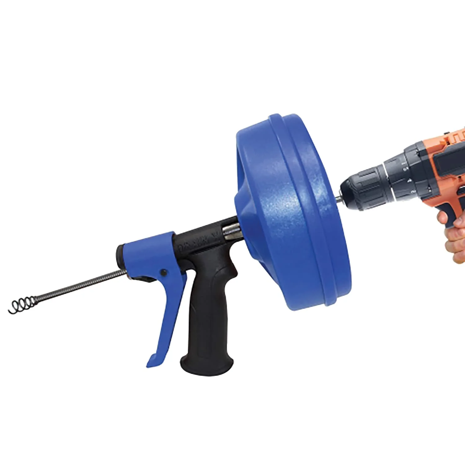 DrainX SPINFEED Drum Auger Drain Snake, Auto Extend and Retract, with Work Gloves and Carrying Bag, 35 Ft. - Image 2
