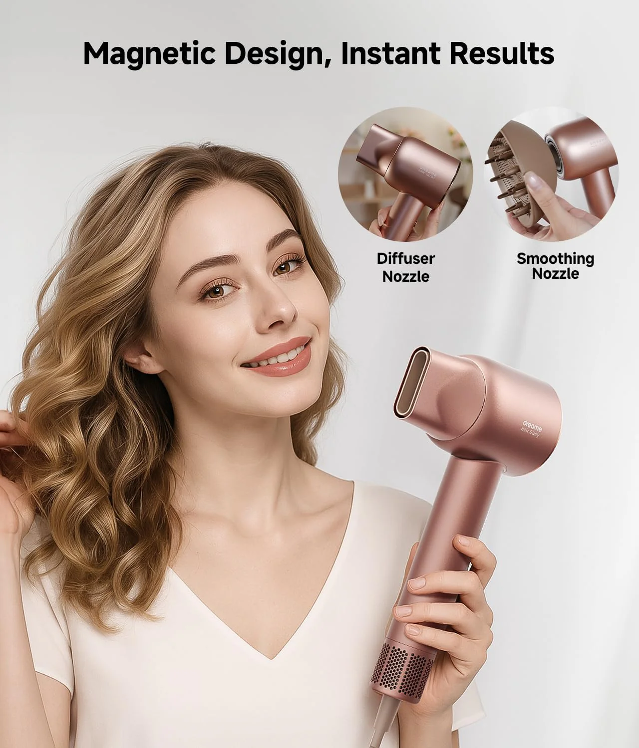Dreame Hair Glory Combo High-Speed Hair Dryer, 110000 RPM Motor, 300 Million Negative Ions, Fast Dry in 2 Min, Lightweight, Quiet, Smart Temp Control - Image 6