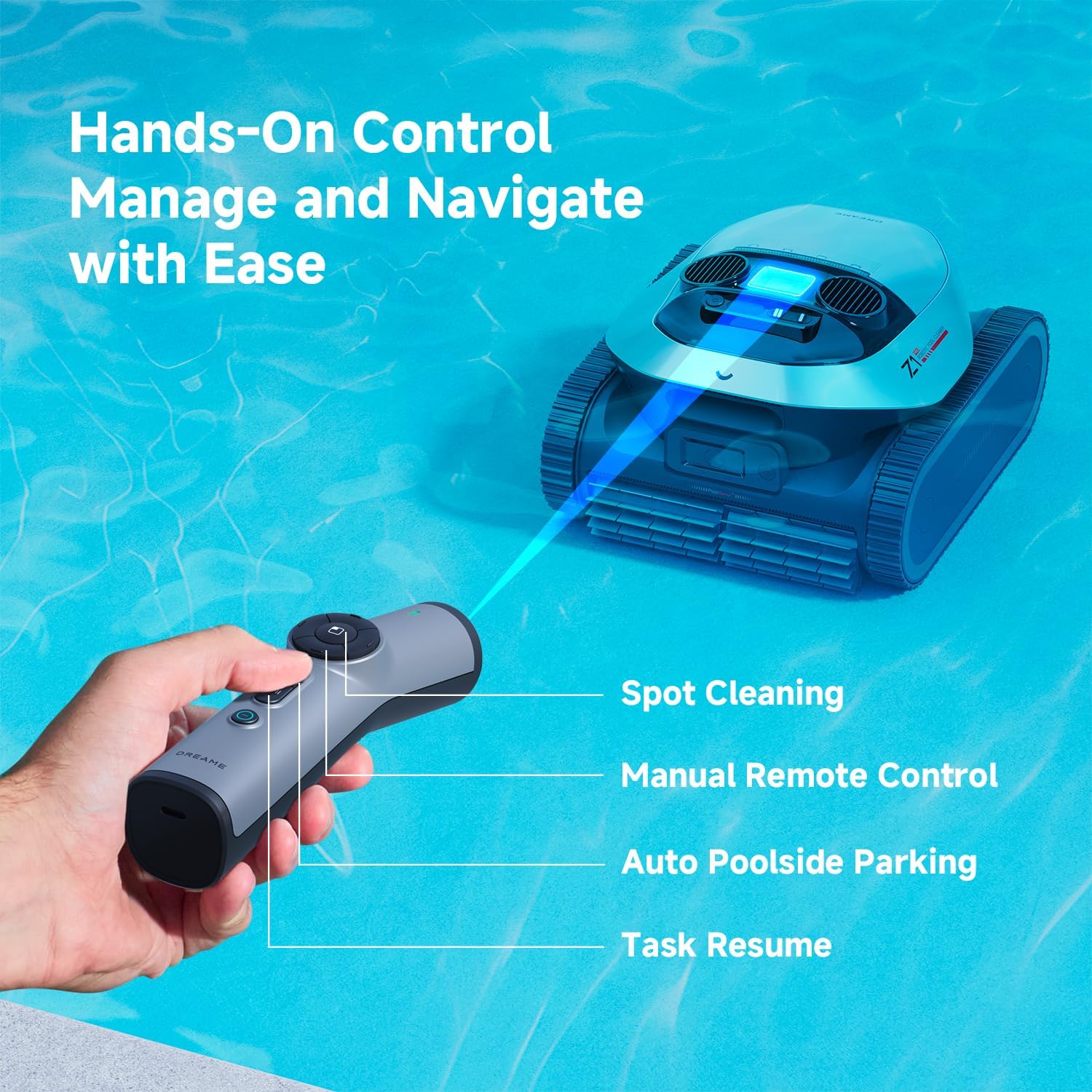 Dreame Z1 Pro Cordless Robotic Pool Cleaner, LiFi Remote Control, 8000 GPH Suction, Waterline Cleaning, Auto-Retrieval, Above and In-Ground Pools - Image 4